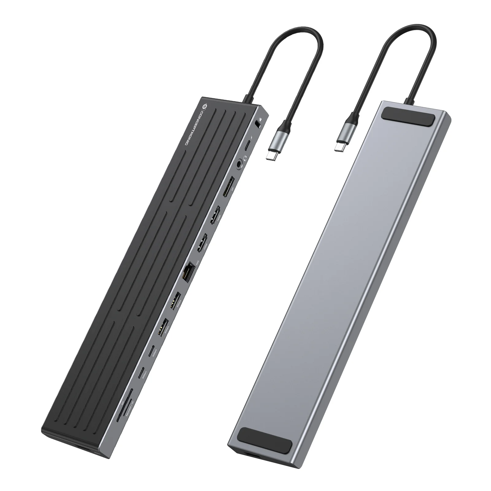 Conceptronic DONN32B station d'accueil Avec fil USB 3.2 Gen 1 (3.1 Gen 1) Type-C Gris, Argent