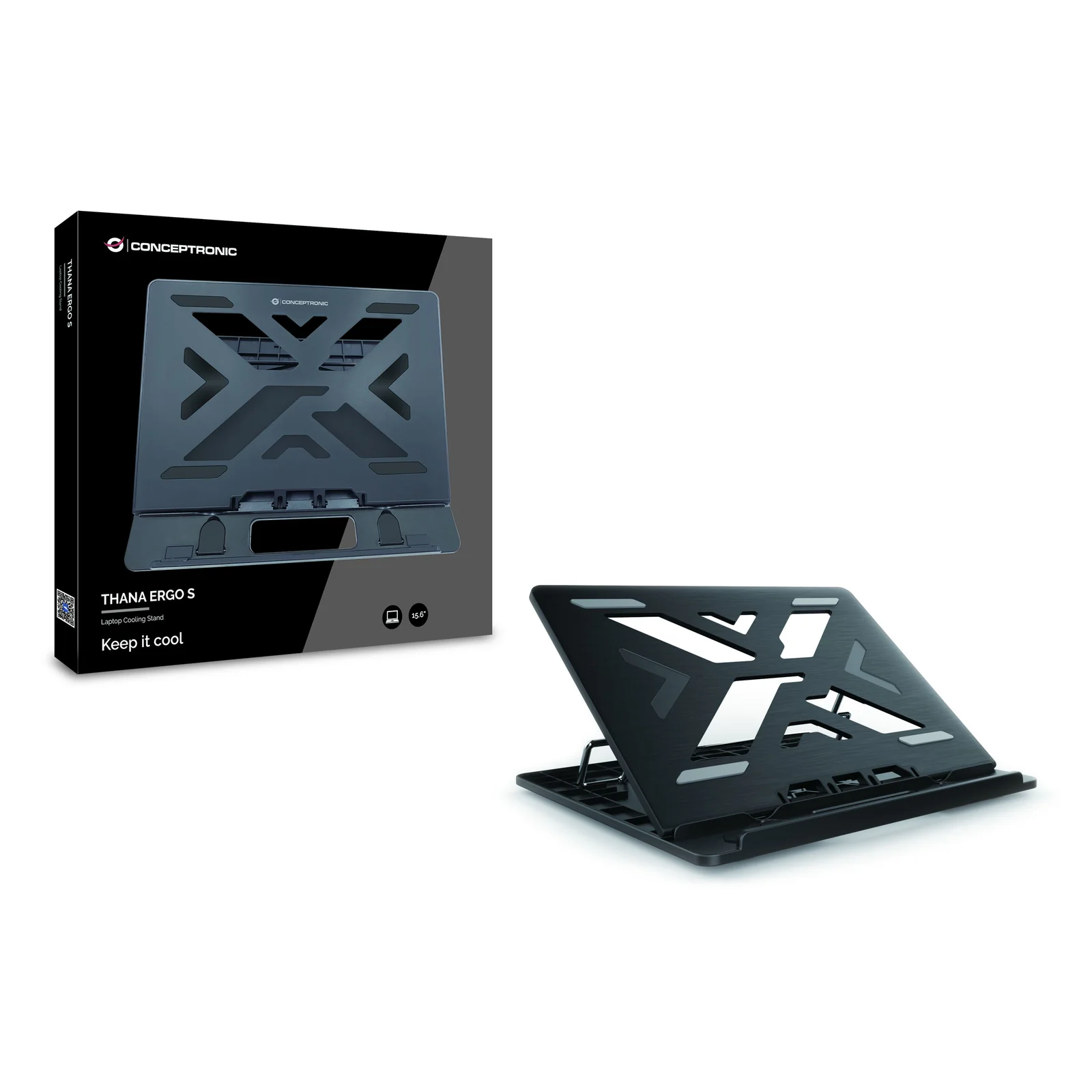Conceptronic ERGO Laptop Cooling Stand Supports de Laptop Noir 39,6 cm (15.6")