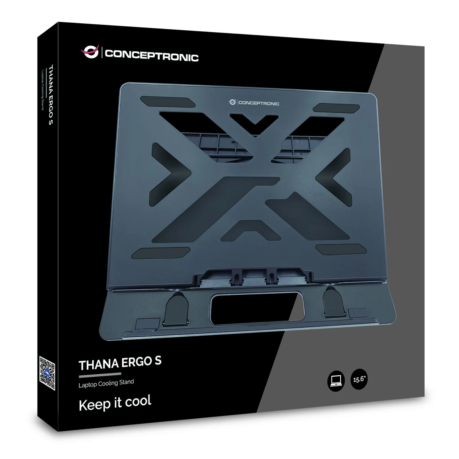Conceptronic ERGO Laptop Cooling Stand Supports de Laptop Noir 39,6 cm (15.6")