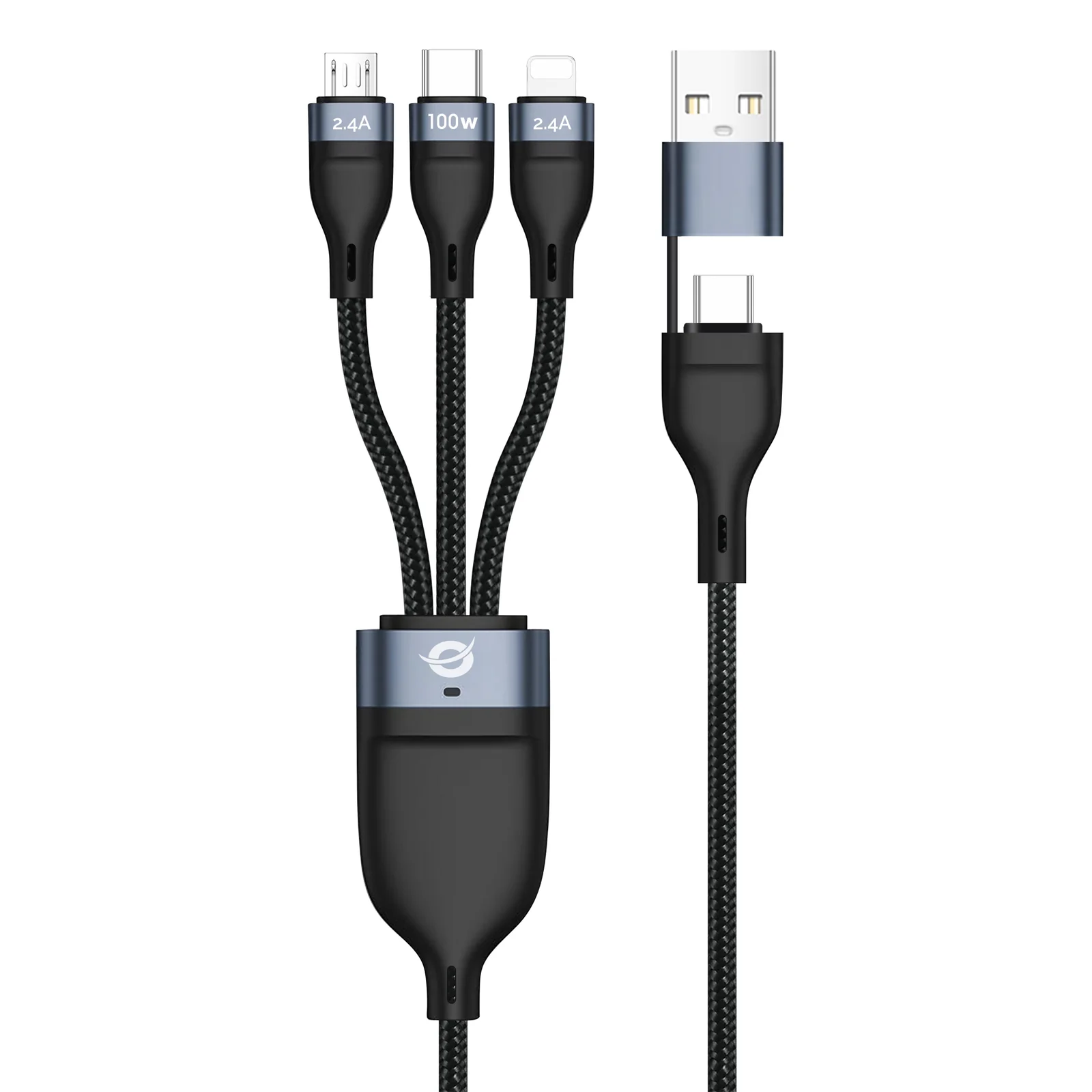 ETTA06B15 câble USB USB 2.0 1,5 m USB C USB C/Micro-USB B/Lightning 0,48 Gbit/s 100 W Noir