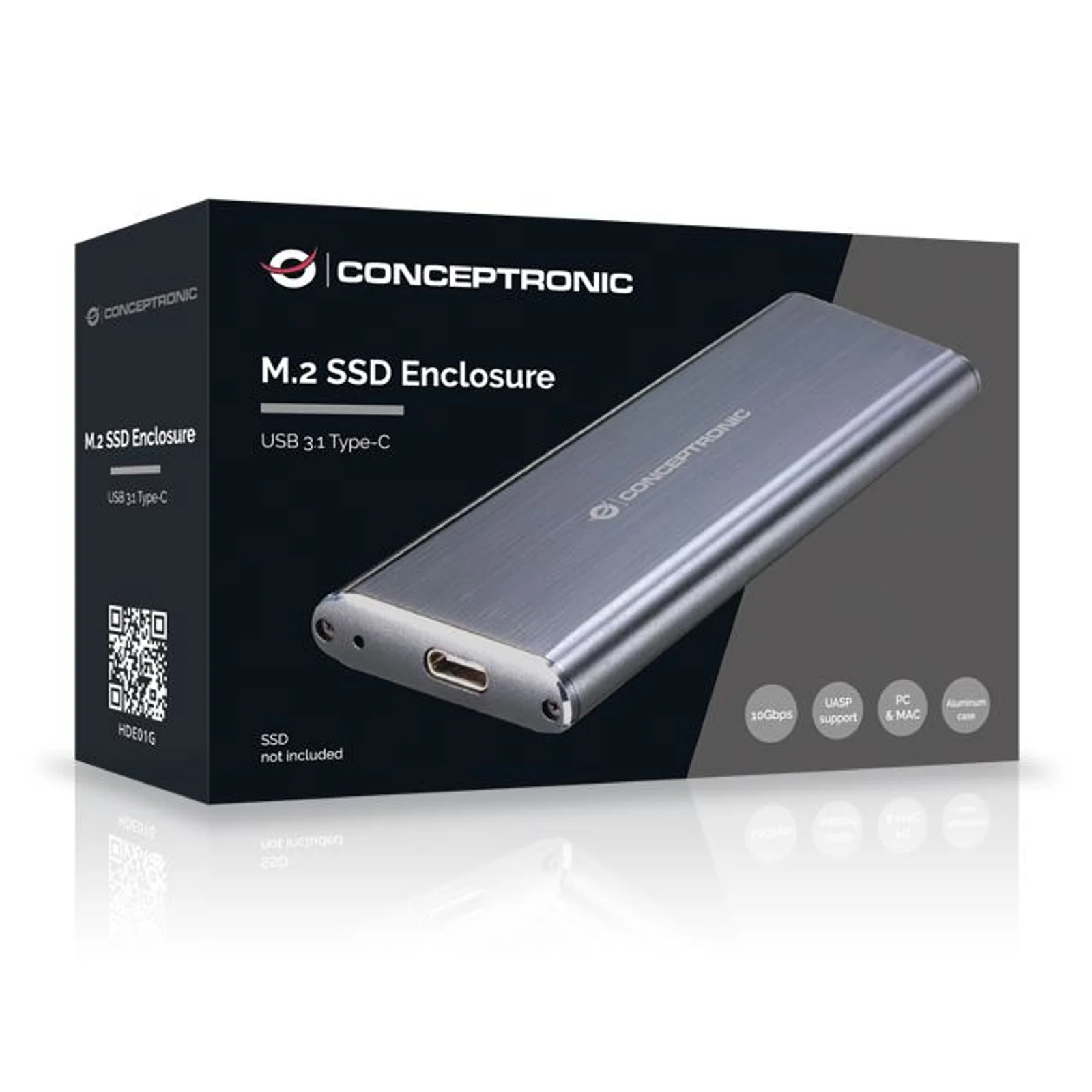 Conceptronic HDE01G Boîtier de disques de stockage Enceinte ssd Gris M.2