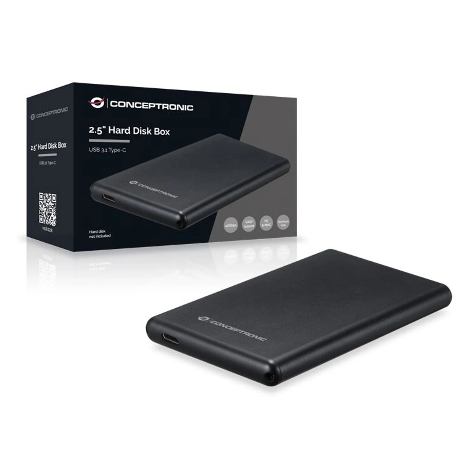 Conceptronic HDE02B Boîtier de disques de stockage Boîtier HDD Noir 2.5"