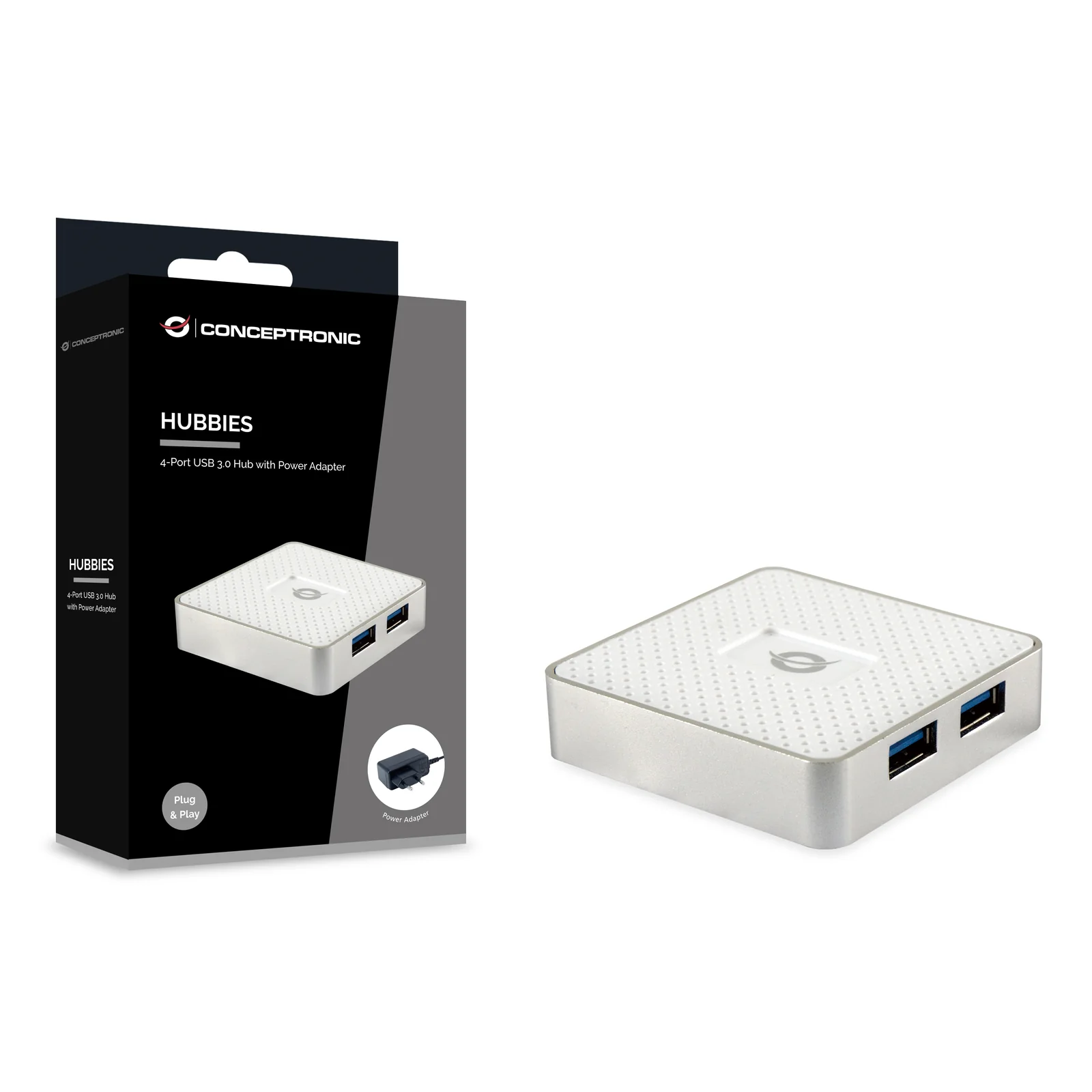 Conceptronic HUBBIES03W hub & concentrateur USB 3.2 Gen 1 (3.1 Gen 1) Micro-B 5000 Mbit/s Blanc