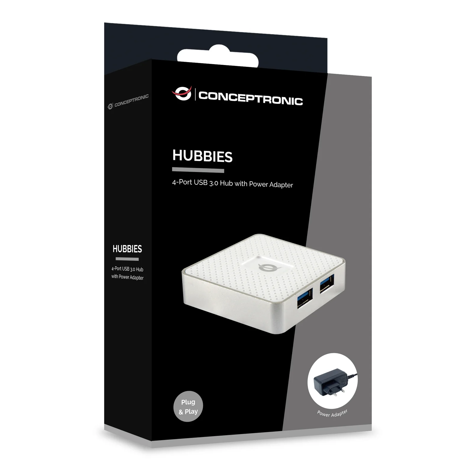 Conceptronic HUBBIES03W hub & concentrateur USB 3.2 Gen 1 (3.1 Gen 1) Micro-B 5000 Mbit/s Blanc