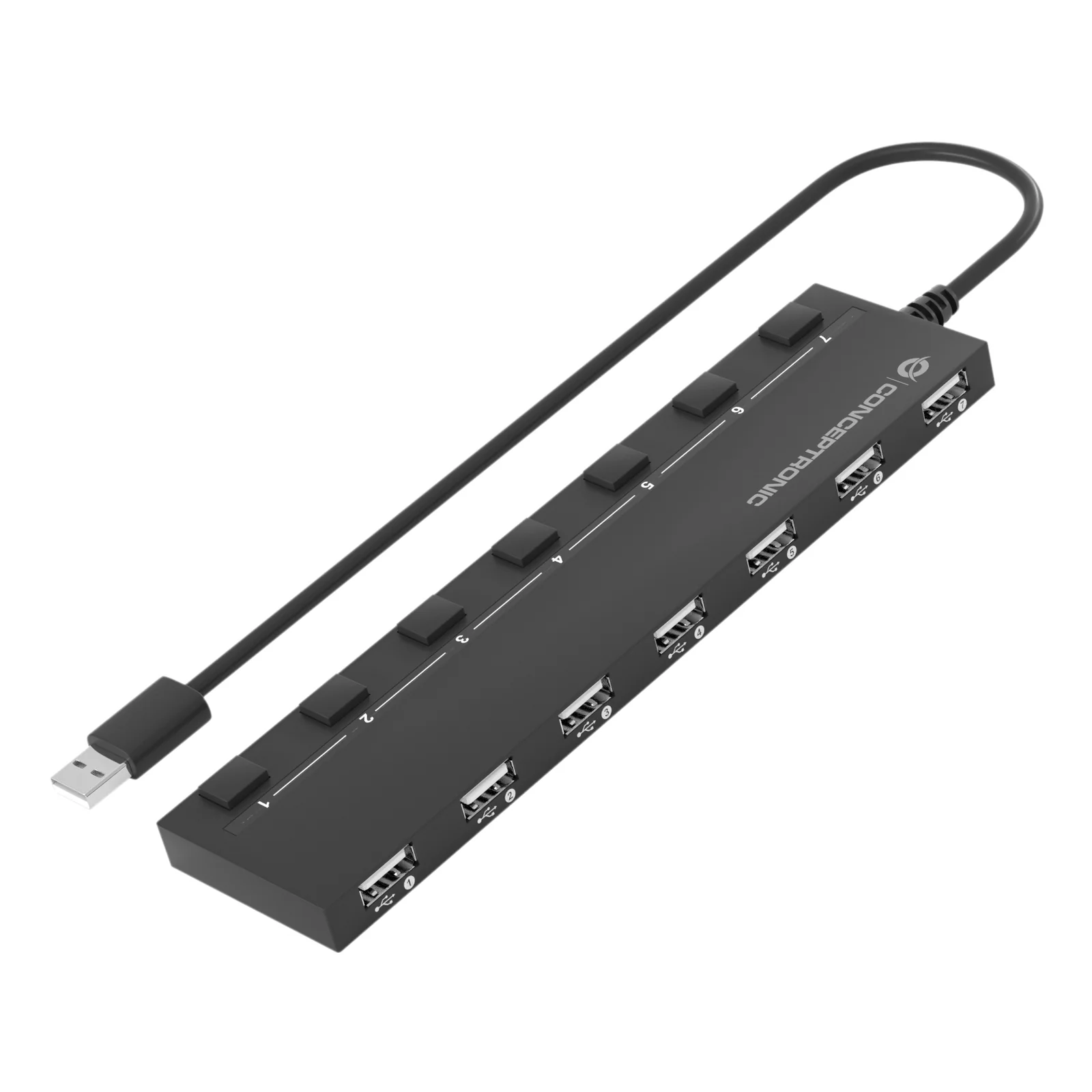 Conceptronic HUBBIES08B hub & concentrateur USB 2.0 480 Mbit/s Noir