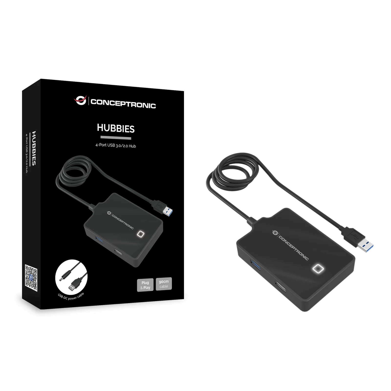 Conceptronic HUBBIES10B station d'accueil USB 3.2 Gen 1 (3.1 Gen 1) Type-A Noir