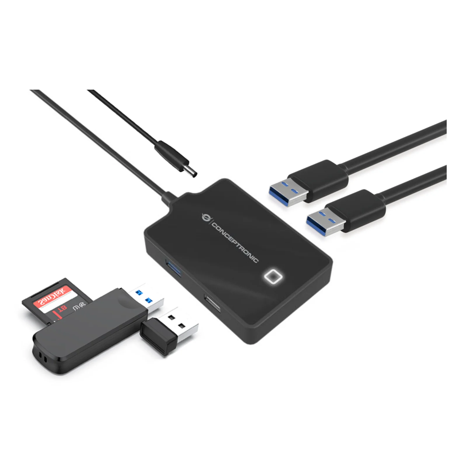 Conceptronic HUBBIES10B station d'accueil USB 3.2 Gen 1 (3.1 Gen 1) Type-A Noir
