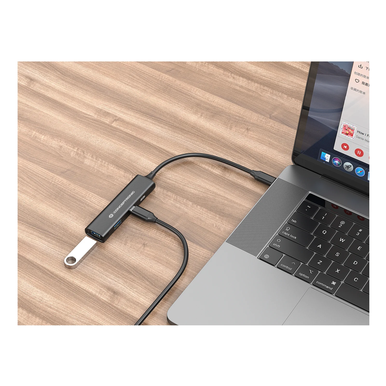 Conceptronic HUBBIES12B hub & concentrateur USB 3.2 Gen 1 (3.1 Gen 1) Type-C 5000 Mbit/s Noir