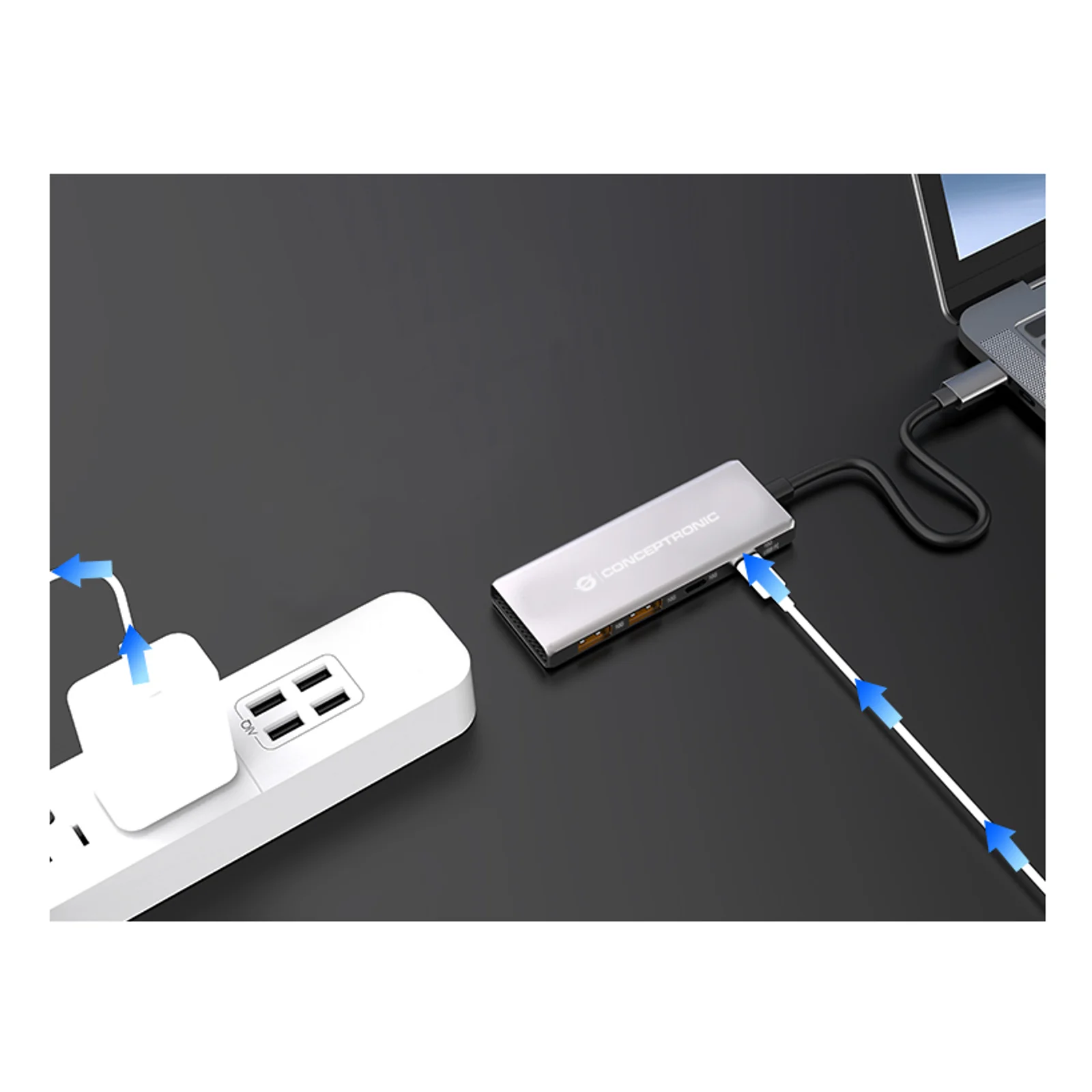 Conceptronic HUBBIES15G hub & concentrateur USB 3.2 Gen 2 (3.1 Gen 2) Type-C 10000 Mbit/s Gris