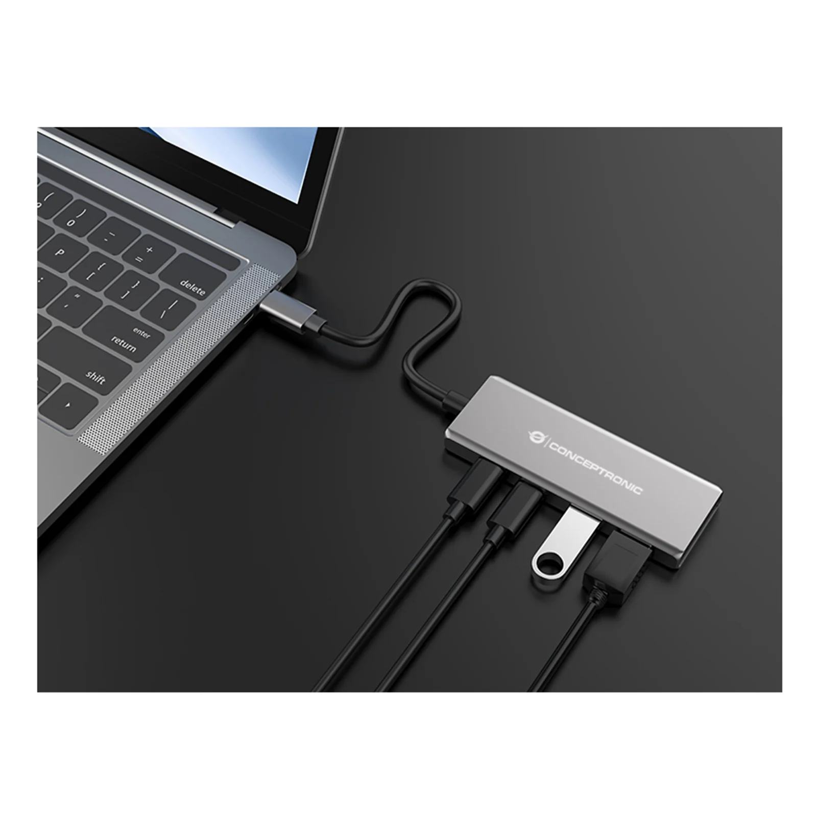 Conceptronic HUBBIES15G hub & concentrateur USB 3.2 Gen 2 (3.1 Gen 2) Type-C 10000 Mbit/s Gris