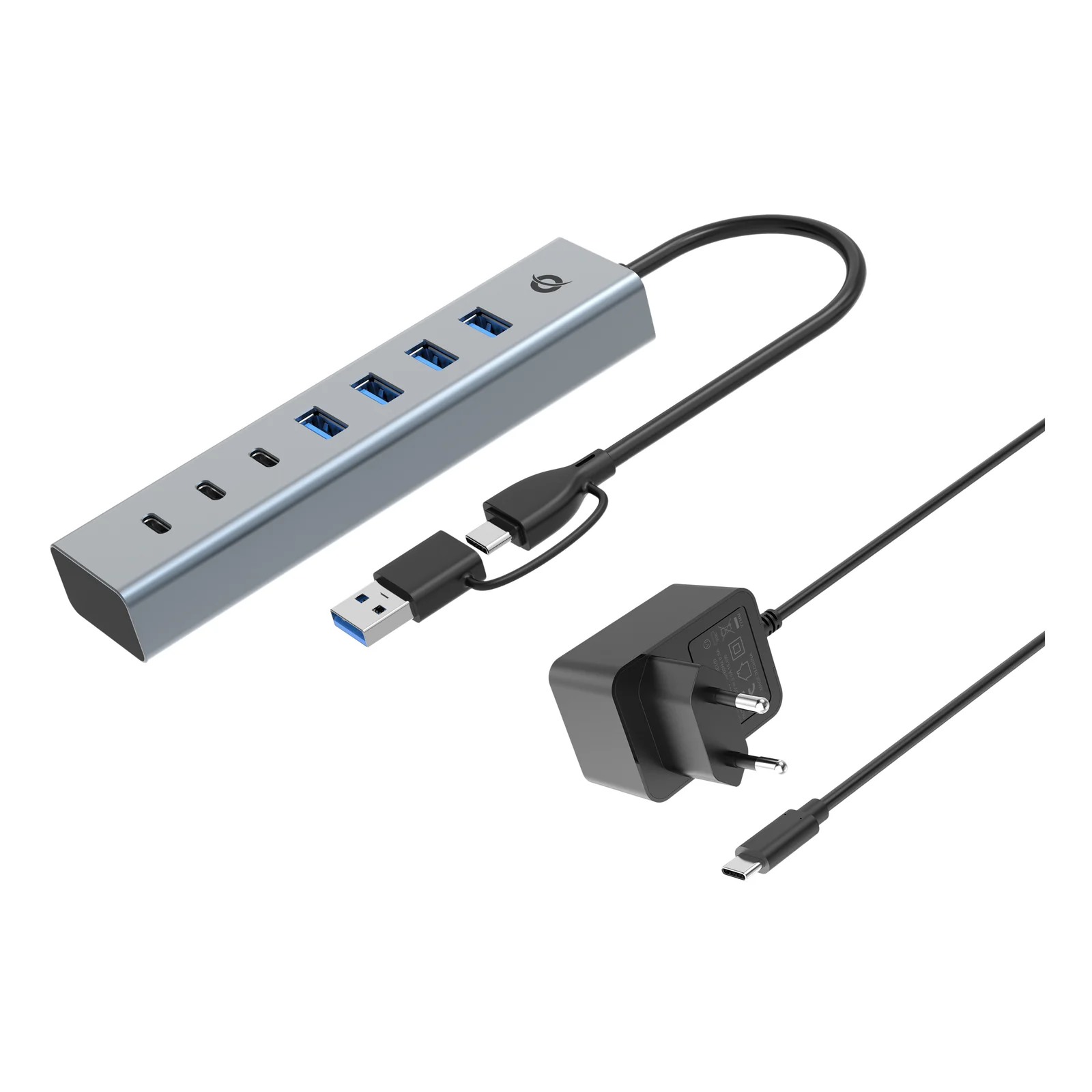 HUBBIES20GP hub & concentrateur USB 3.2 Gen 1 (3.1 Gen 1) Type-C 5000 Mbit/s Gris