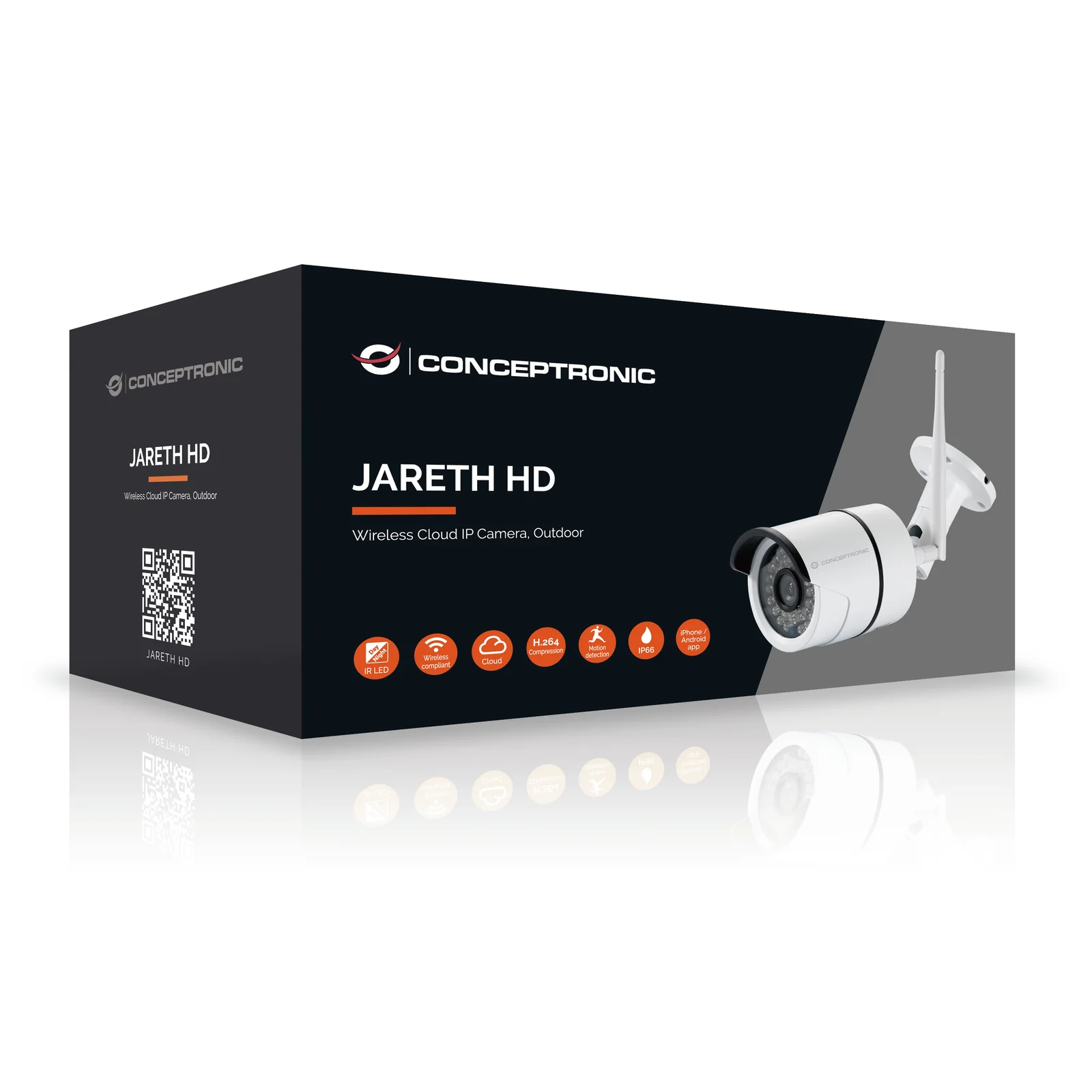 Conceptronic JARETH02W caméra de sécurité Balle (forme) Caméra de sécurité IP Extérieure 1280 x 720 pixels Plafond/mur