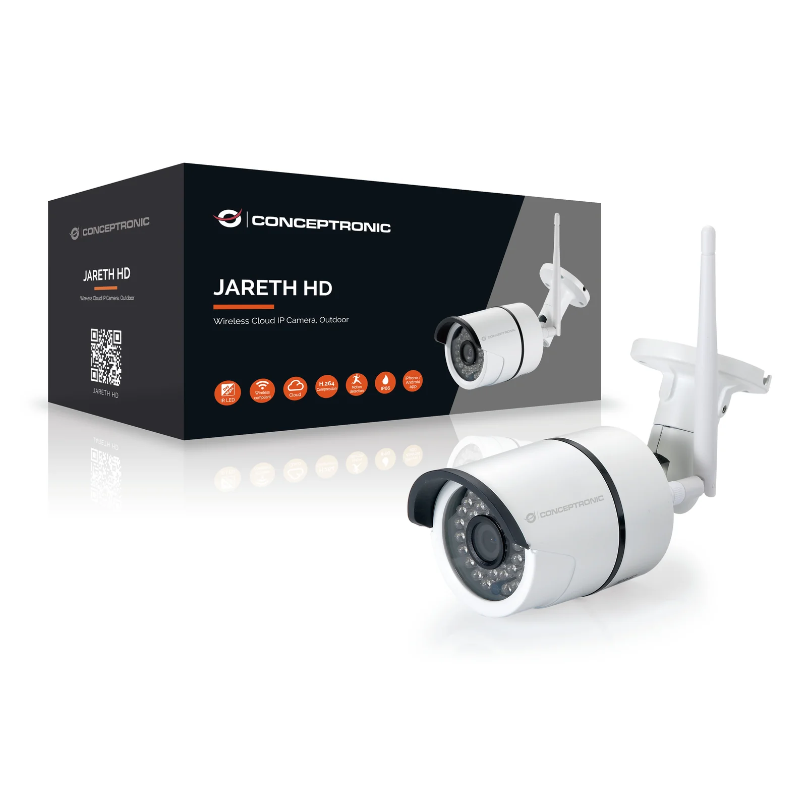 Conceptronic JARETH02W caméra de sécurité Balle (forme) Caméra de sécurité IP Extérieure 1280 x 720 pixels Plafond/mur