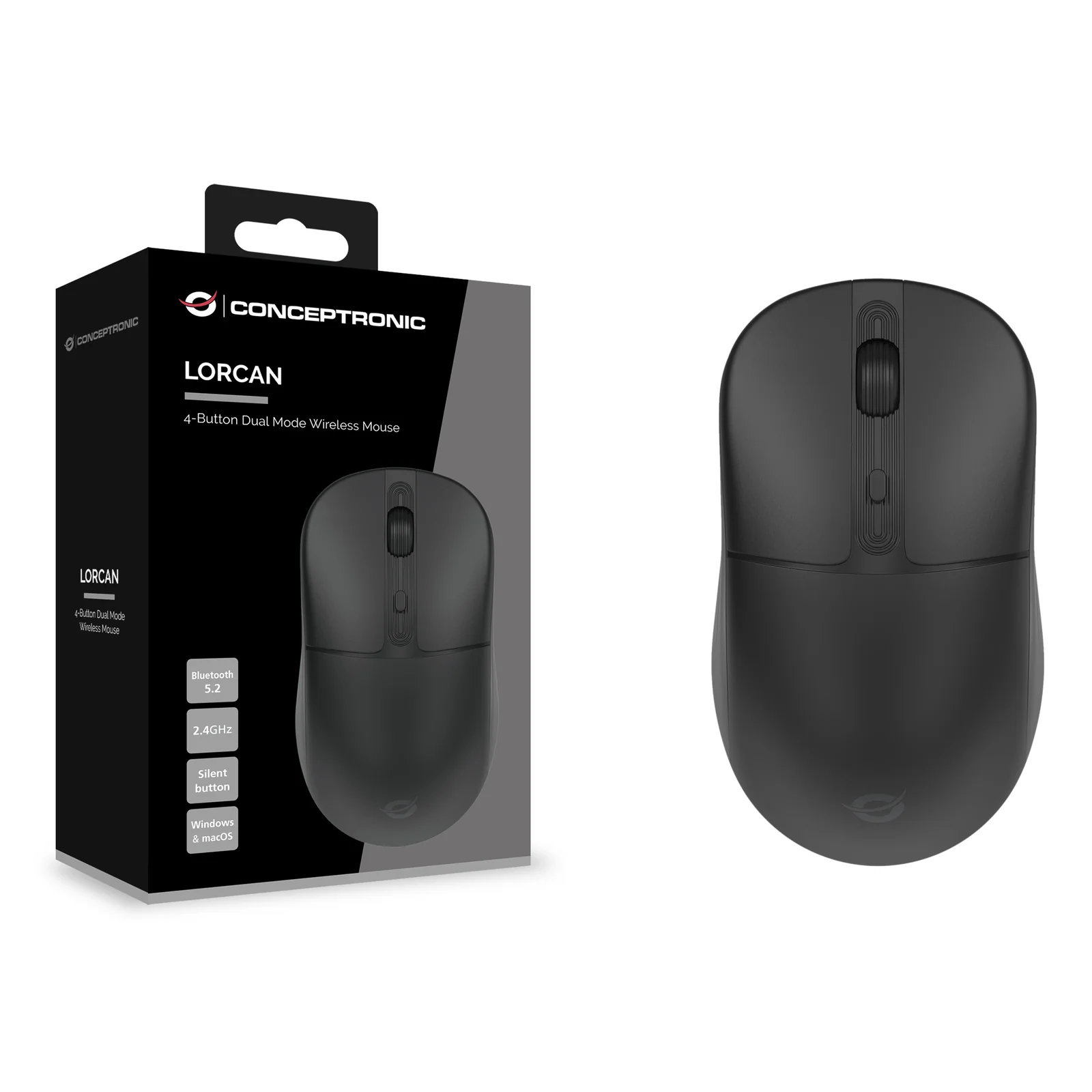 Conceptronic LORCAN04B souris Bureau Ambidextre RF sans fil + Bluetooth Optique 1600 DPI