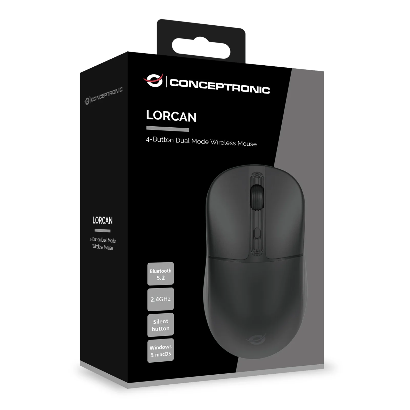 Conceptronic LORCAN04B souris Bureau Ambidextre RF sans fil + Bluetooth Optique 1600 DPI