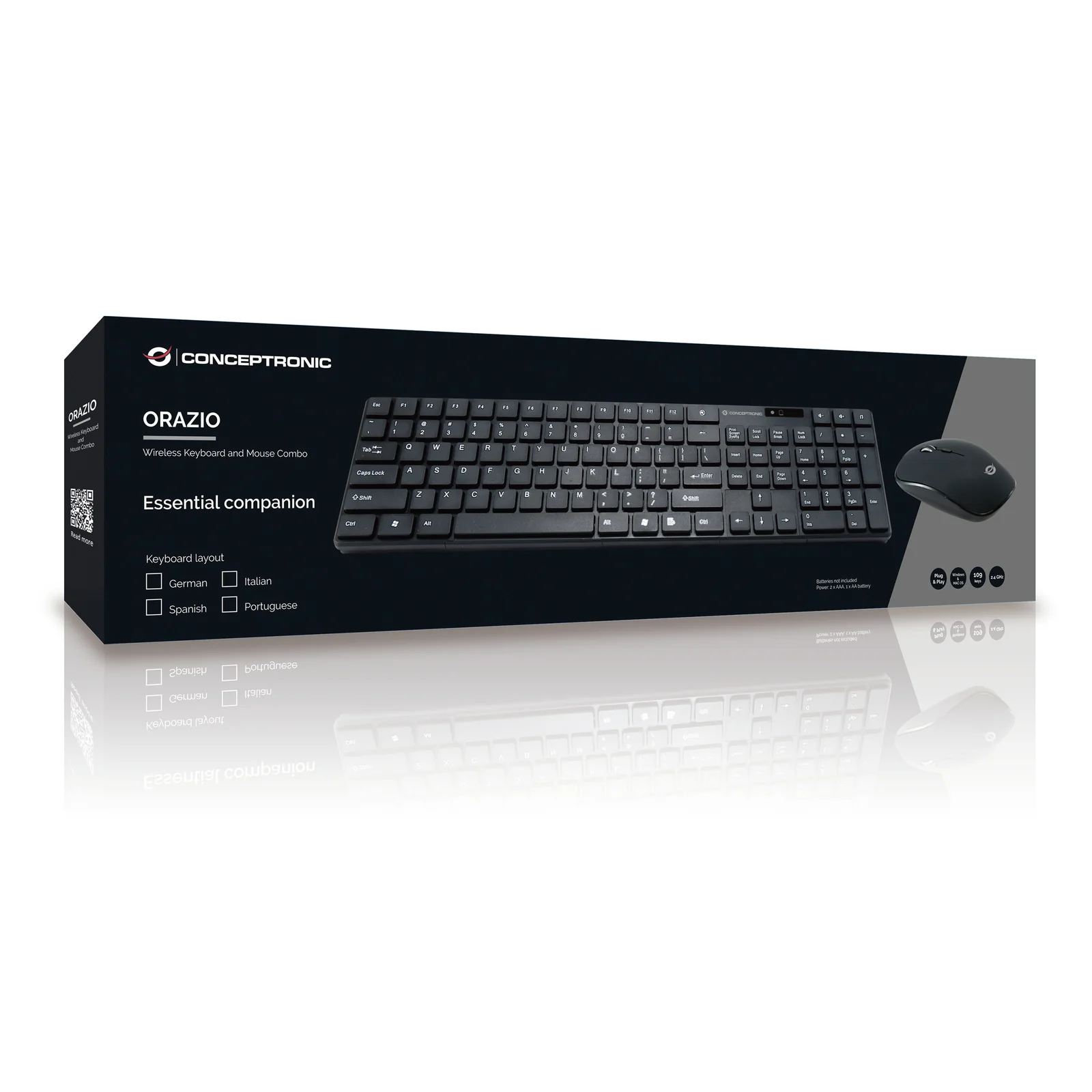 Conceptronic ORAZIO01DE clavier Souris incluse Maison RF sans fil QWERTZ Allemand Noir