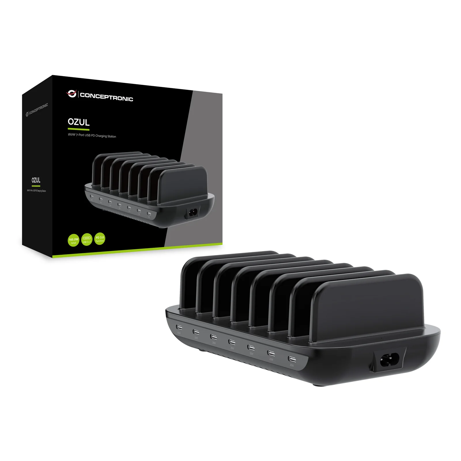 Conceptronic OZUL07B chargeur d'appareils mobiles Universel Noir Secteur Charge rapide Intérieure
