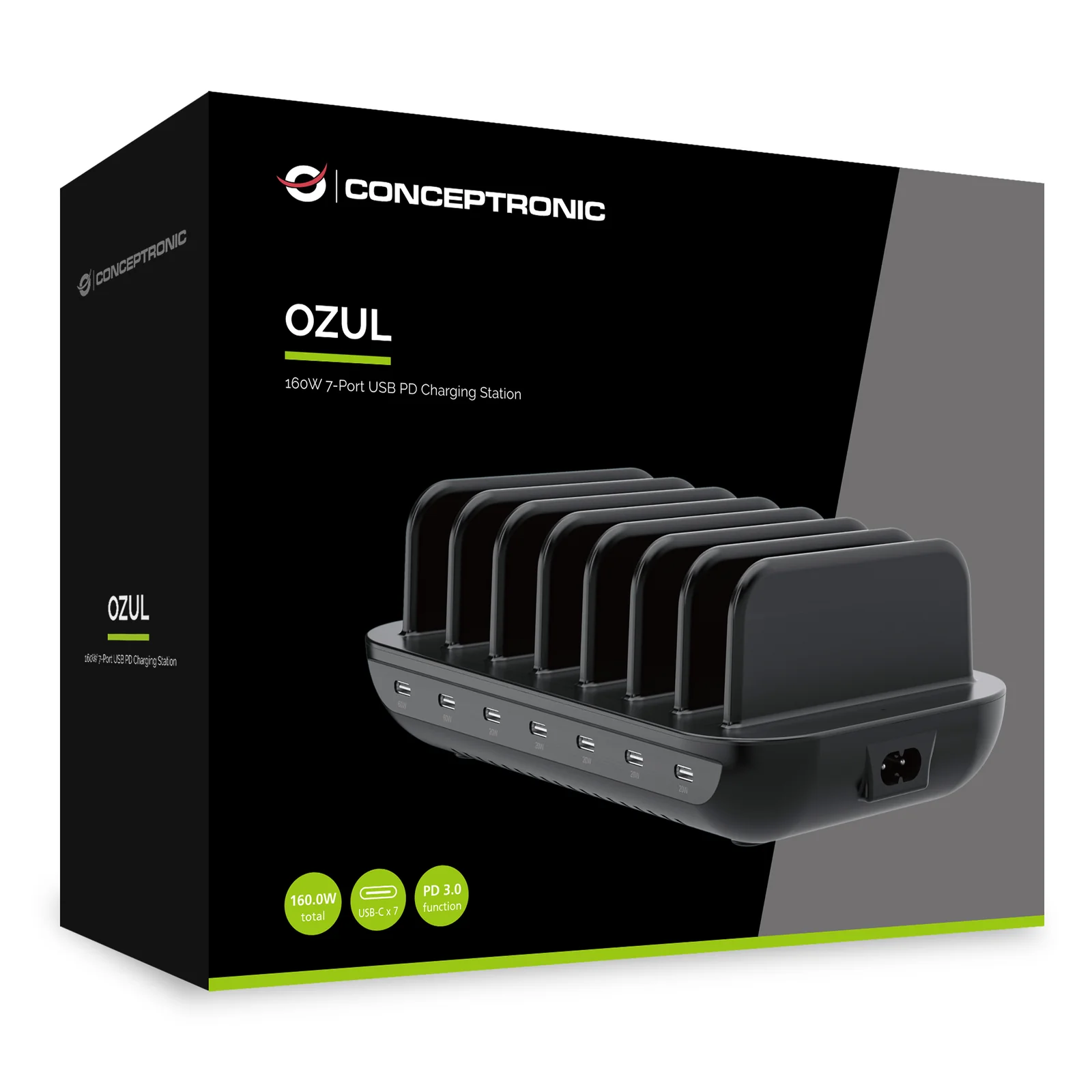 Conceptronic OZUL07B chargeur d'appareils mobiles Universel Noir Secteur Charge rapide Intérieure
