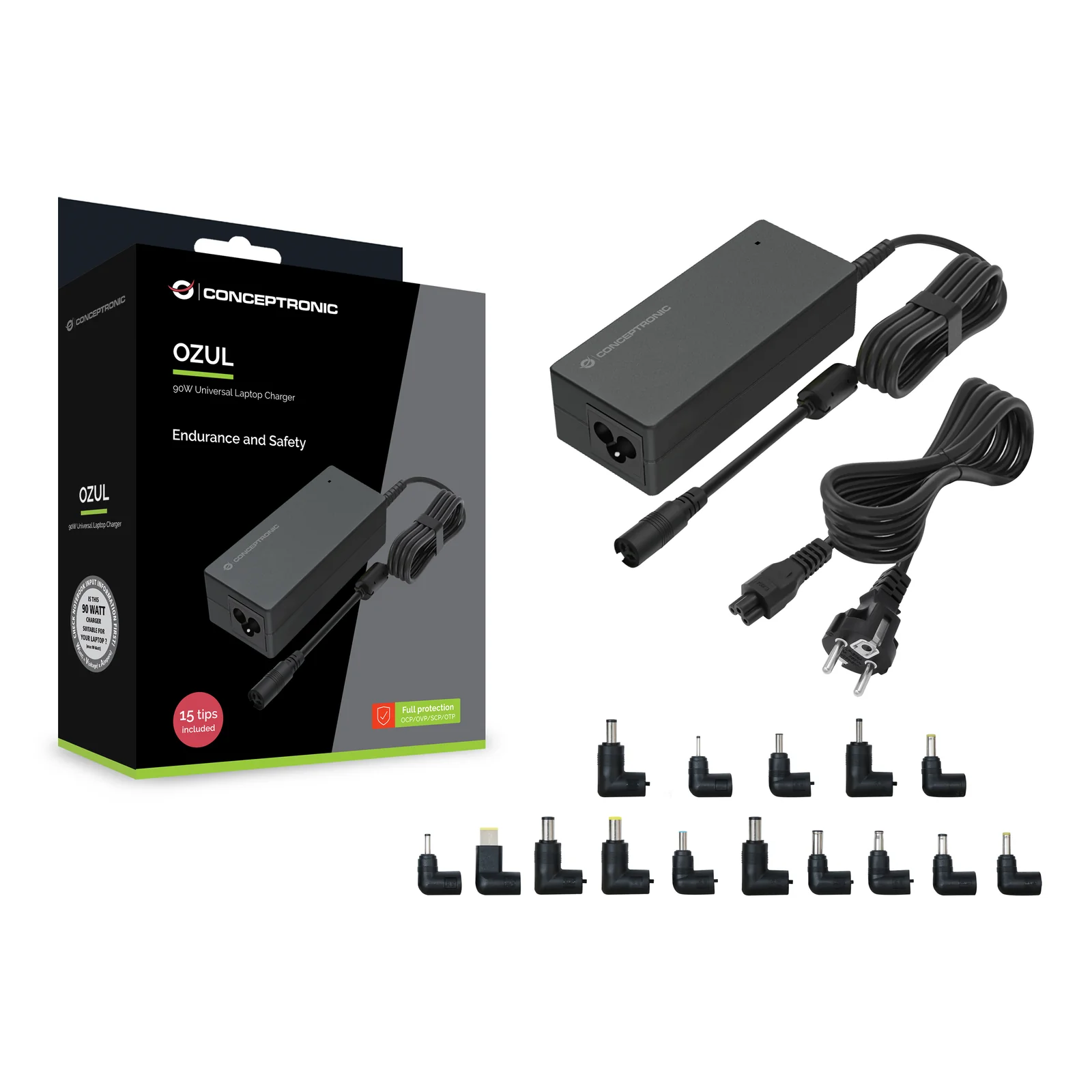 Conceptronic OZUL08B15 adaptateur de puissance & onduleur Intérieure 90 W Noir
