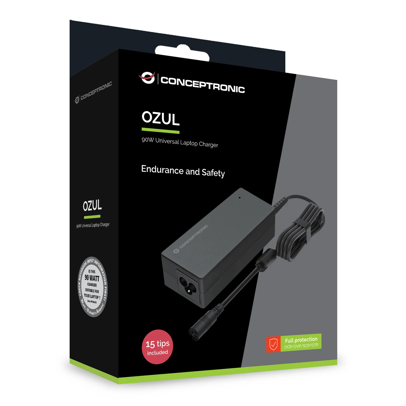 Conceptronic OZUL08B15 adaptateur de puissance & onduleur Intérieure 90 W Noir