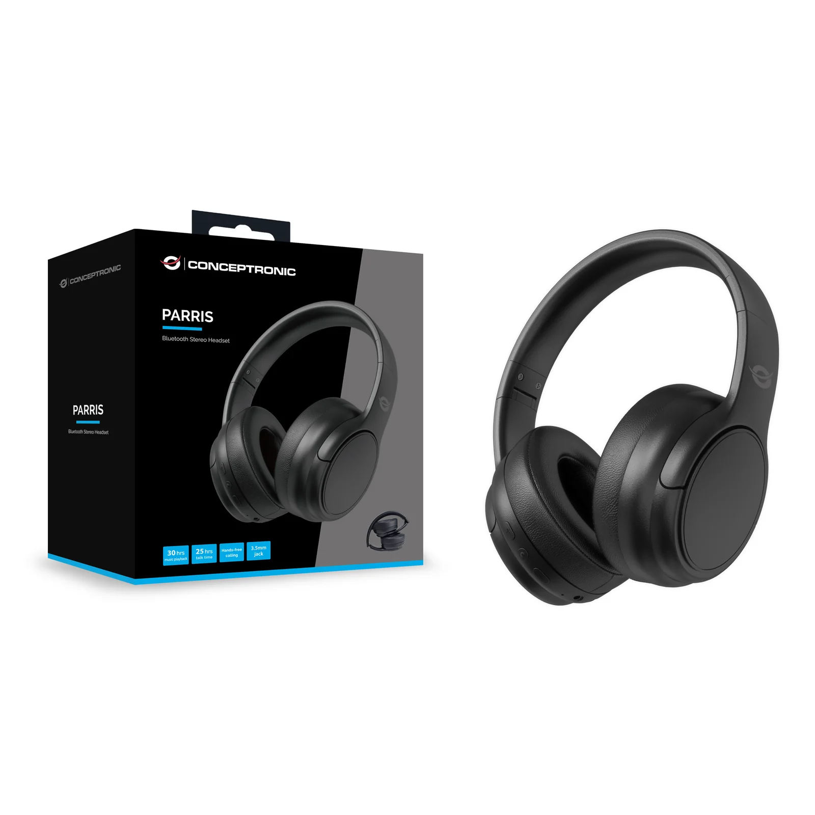 Conceptronic PARRIS03B casque Avec fil &sans fil Arceau Appels/Musique Bluetooth Noir