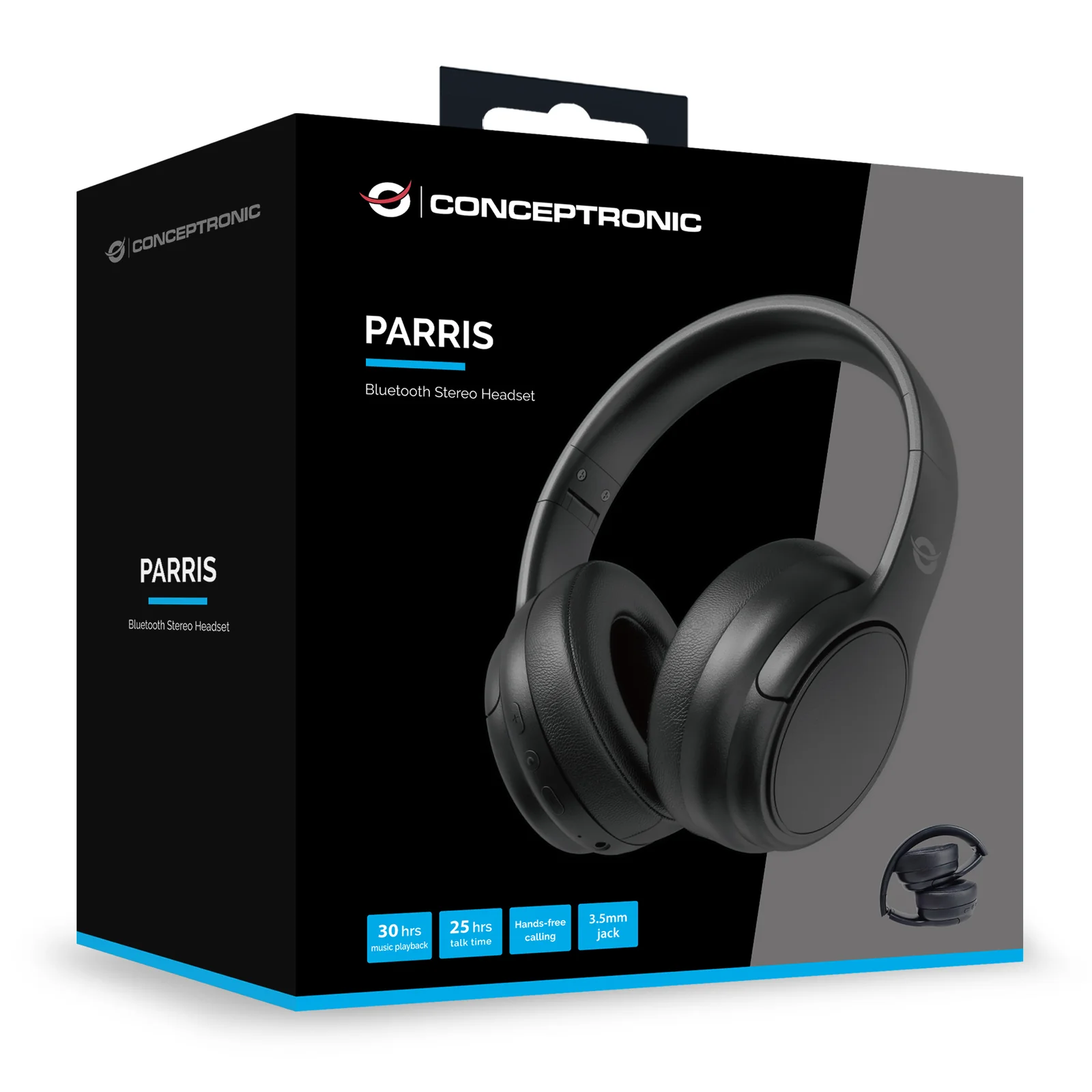 Conceptronic PARRIS03B casque Avec fil &sans fil Arceau Appels/Musique Bluetooth Noir