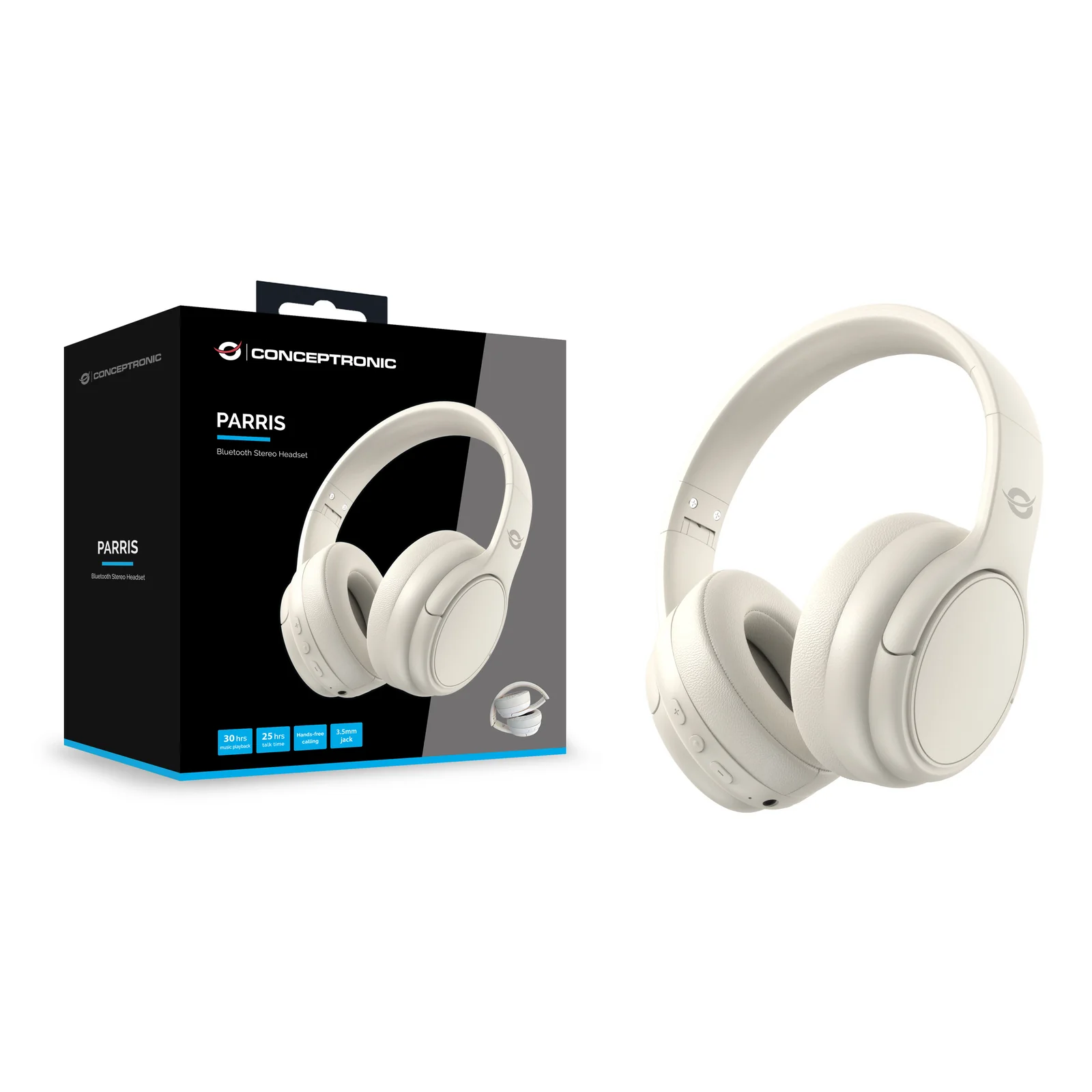 Conceptronic PARRIS03C casque Avec fil &sans fil Arceau Musique Bluetooth Crème