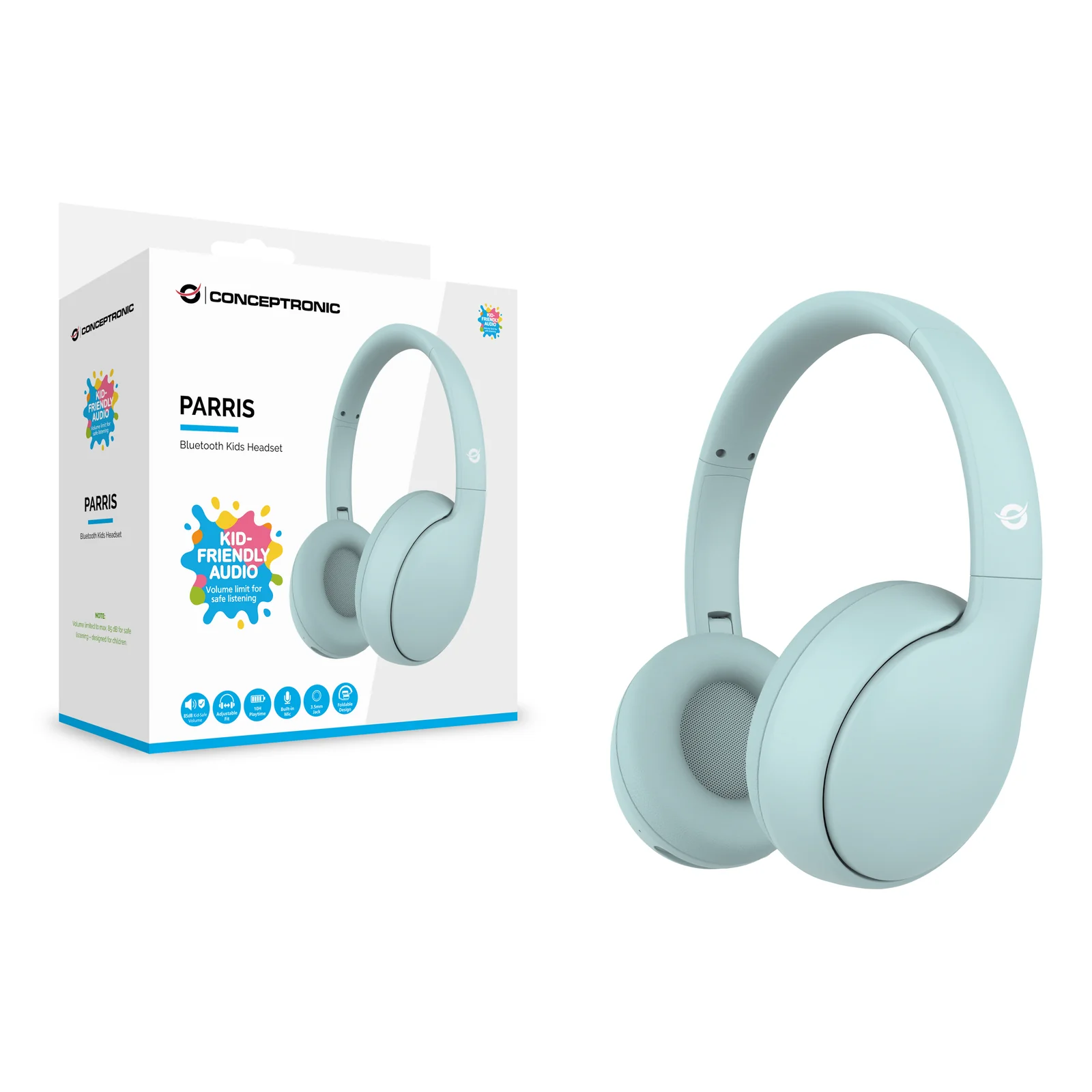 Conceptronic PARRIS04B casque Avec fil &sans fil Arceau Appels/Musique Bluetooth Bleu clair
