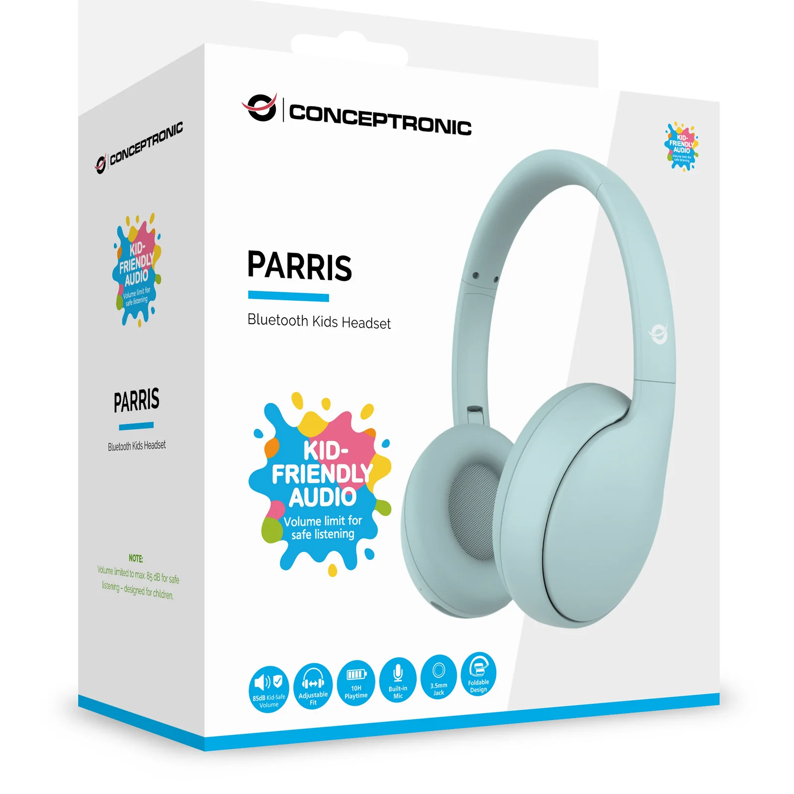 Conceptronic PARRIS04B casque Avec fil &sans fil Arceau Appels/Musique Bluetooth Bleu clair