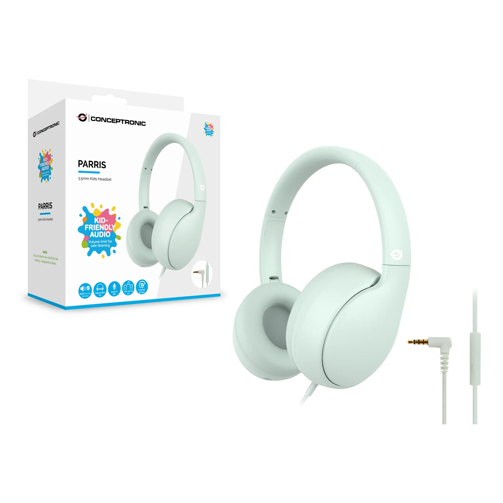 Conceptronic PARRIS04GT casque Avec fil Arceau Appels/Musique Vert clair