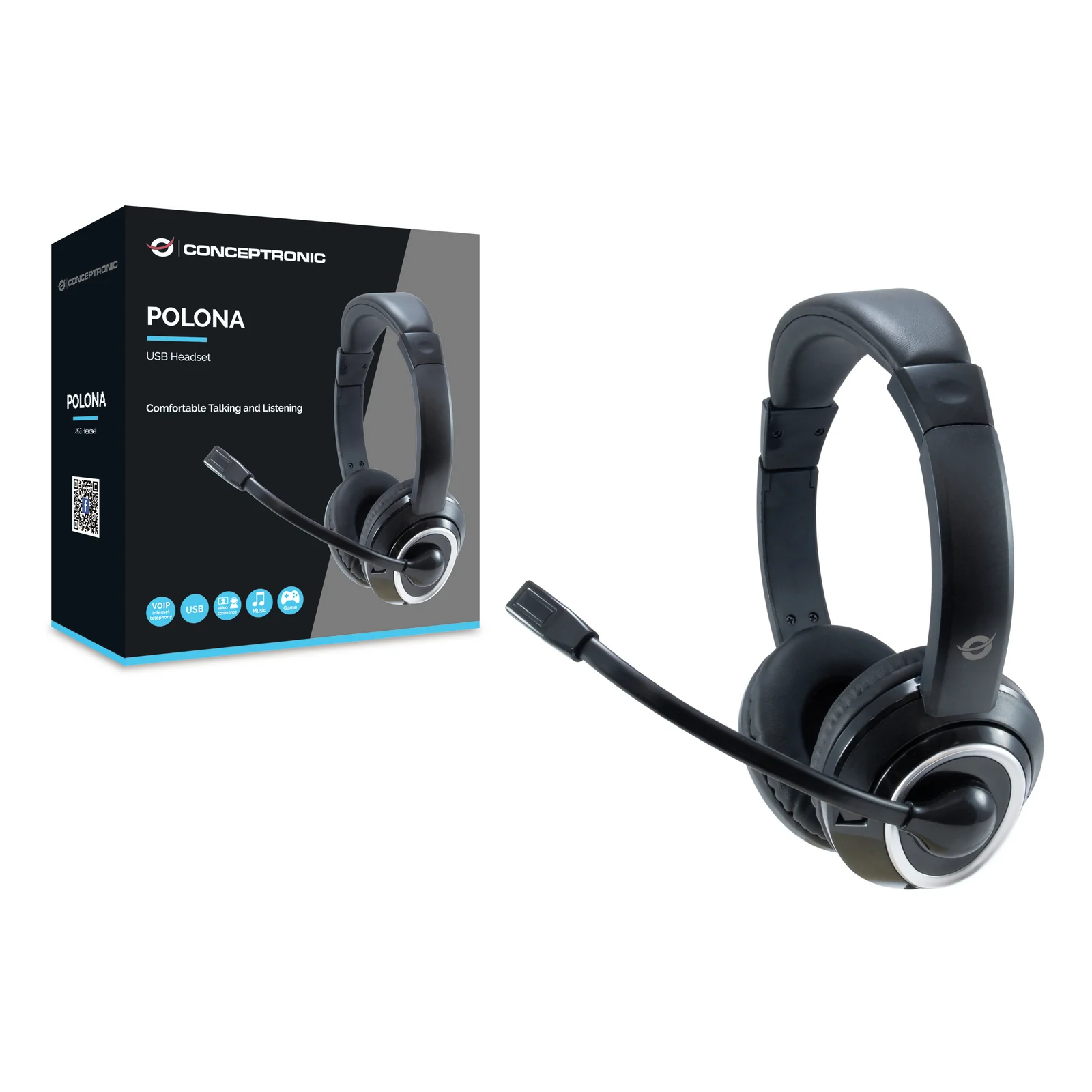 Conceptronic POLONA Casque Avec fil Arceau Appels/Musique USB Type-A Noir