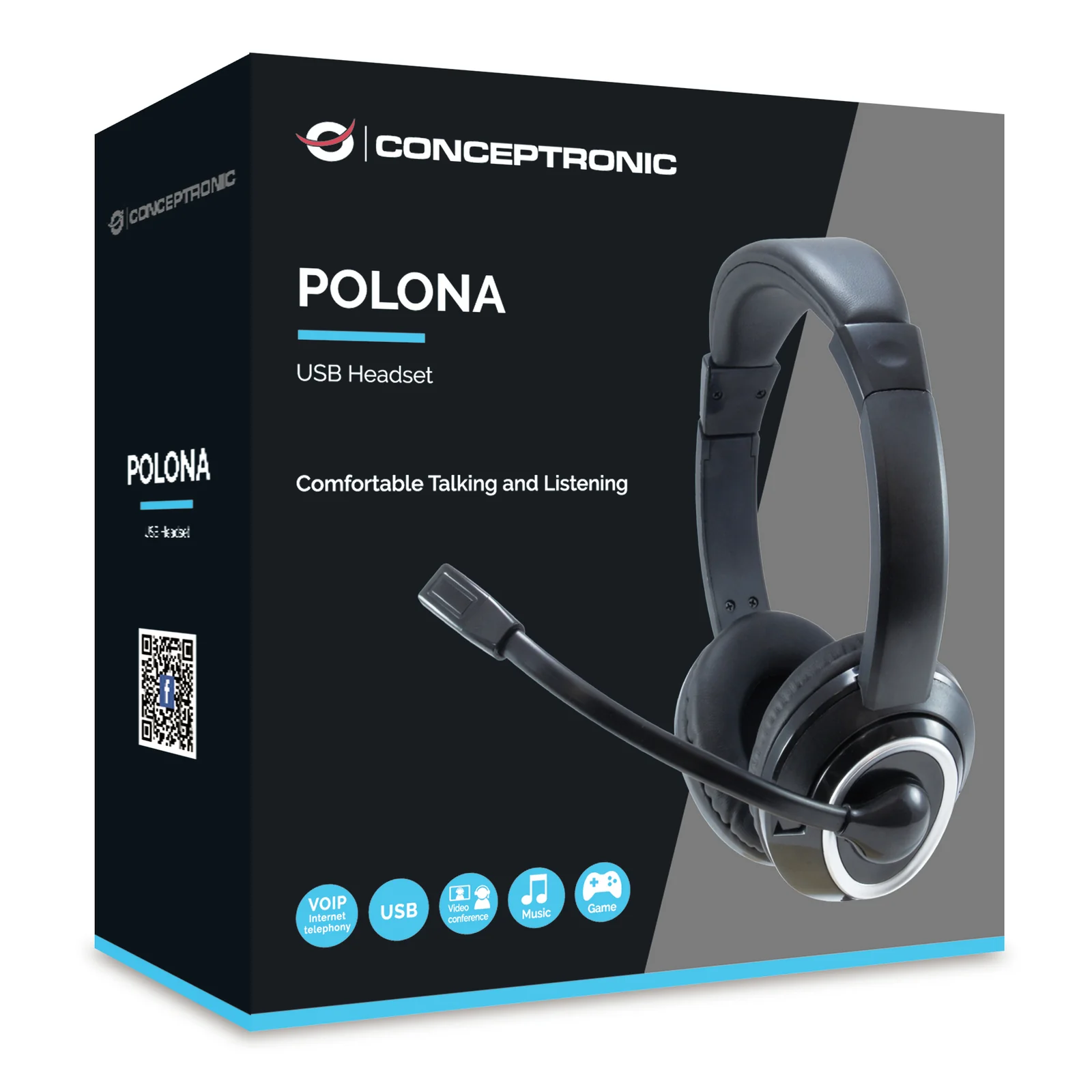 Conceptronic POLONA Casque Avec fil Arceau Appels/Musique USB Type-A Noir