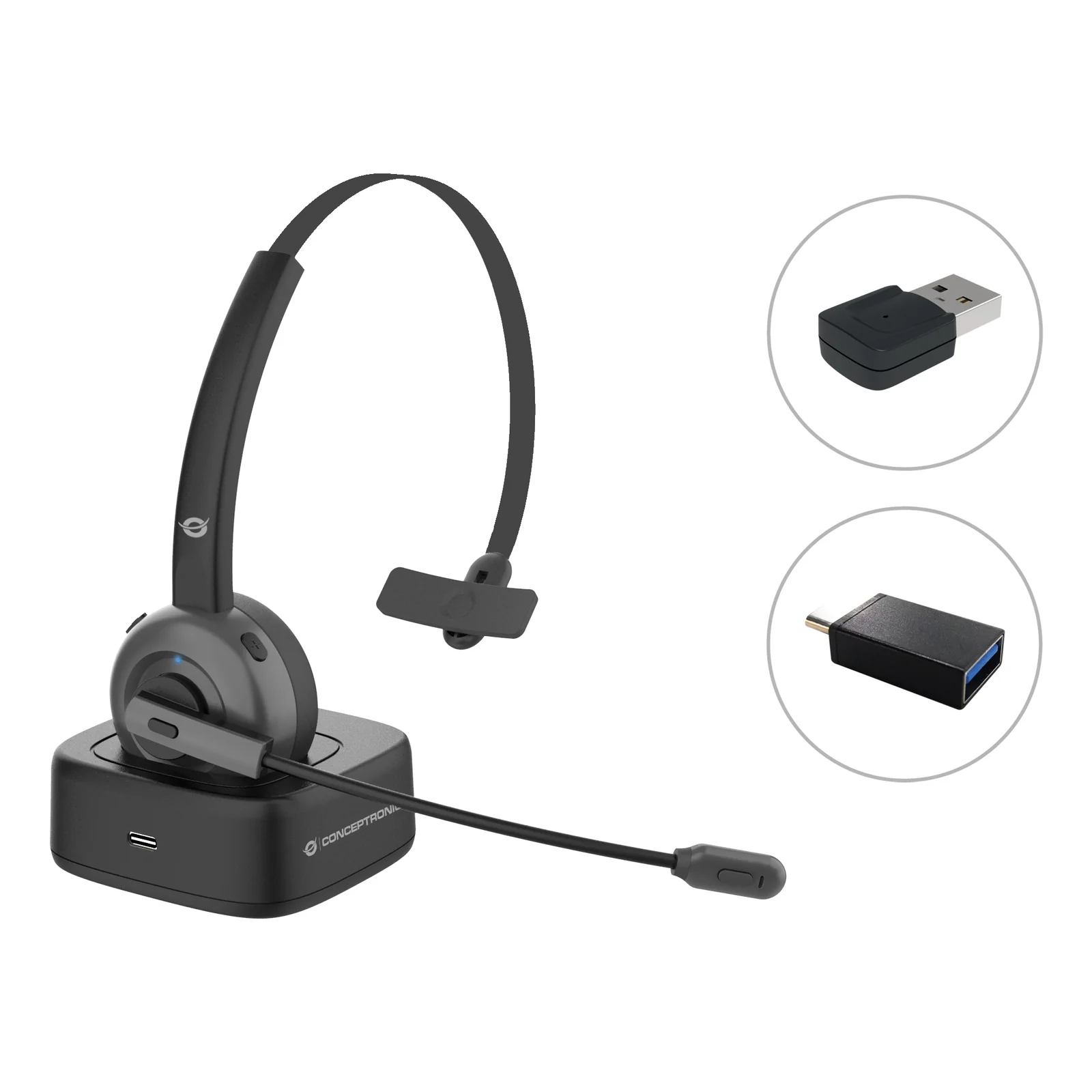 POLONA03BDA casque Casques Sans fil Arceau Bureau/Centre d'appels Bluetooth Socle de chargement Noir