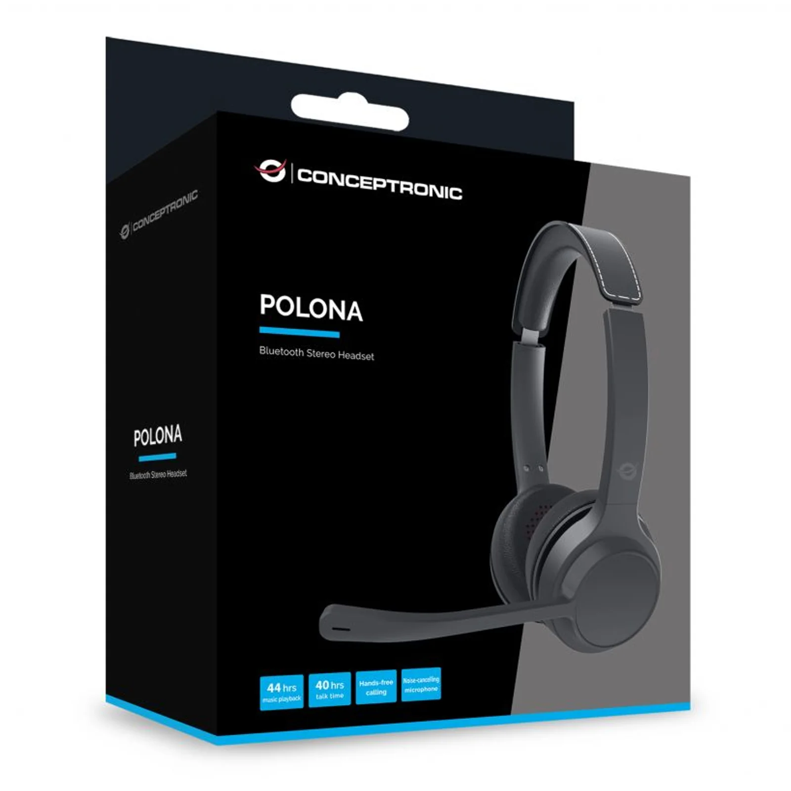Conceptronic POLONA04B casque Avec fil &sans fil Arceau Appels/Musique USB Type-C Bluetooth Noir