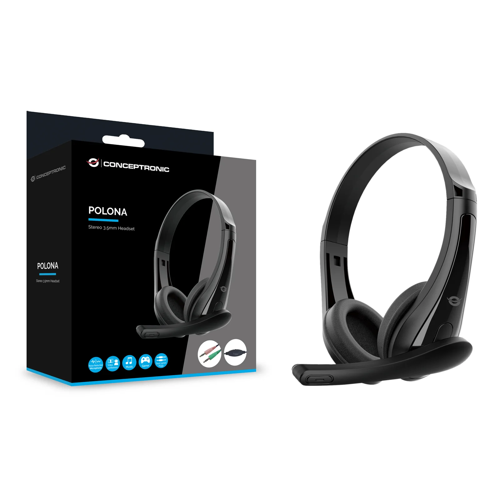 Conceptronic POLONA06B3T casque Avec fil Arceau Appels/Musique Noir