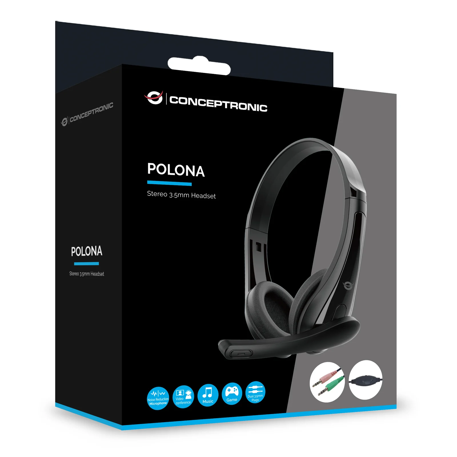 Conceptronic POLONA06B3T casque Avec fil Arceau Appels/Musique Noir