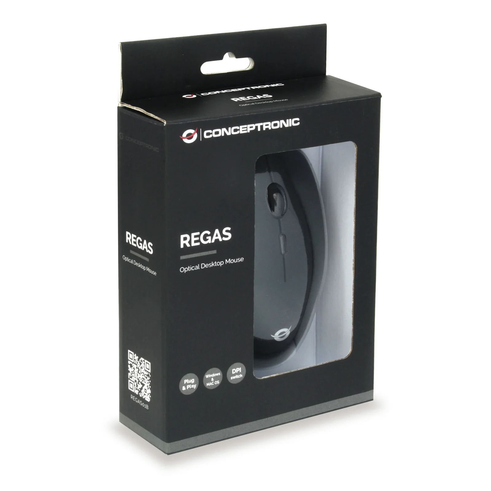 Conceptronic REGAS01B souris Bureau Ambidextre USB Type-A Optique 1200 DPI