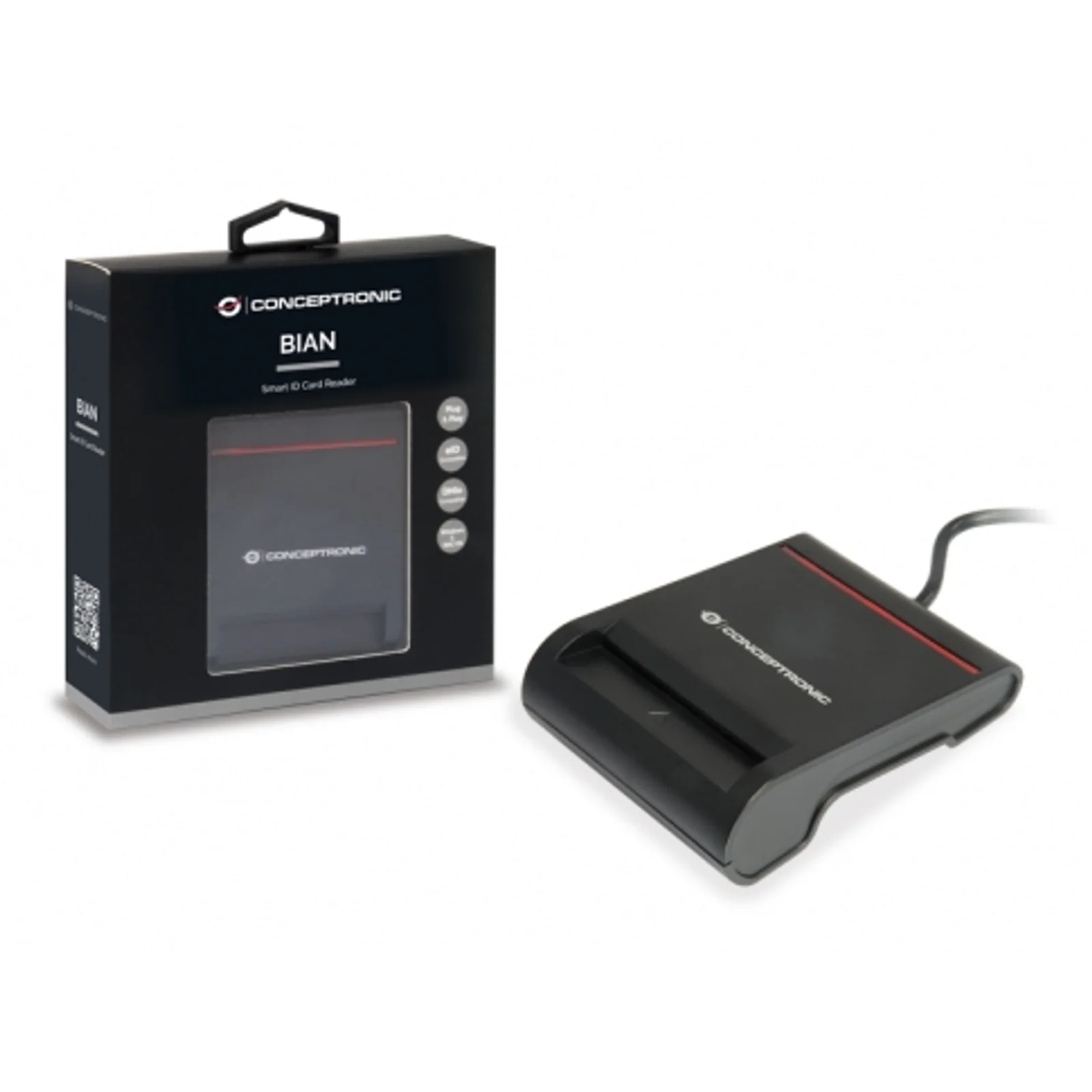 Conceptronic SCR01B lecteur de cartes à puce USB USB 2.0 Noir