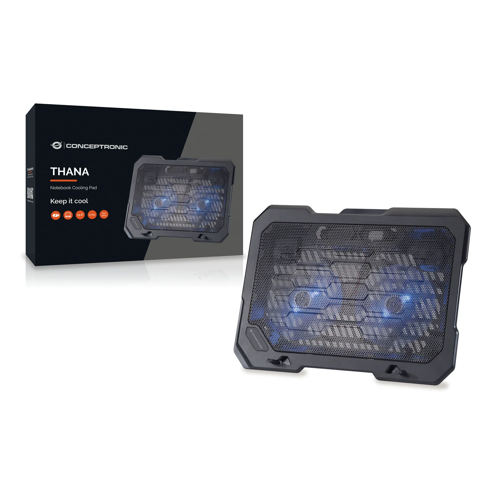 Conceptronic THANA01B système de refroidissement pour ordinateurs portables 39,6 cm (15.6") Noir