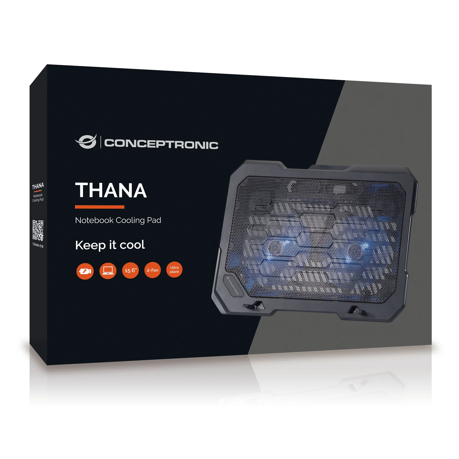 Conceptronic THANA01B système de refroidissement pour ordinateurs portables 39,6 cm (15.6") Noir