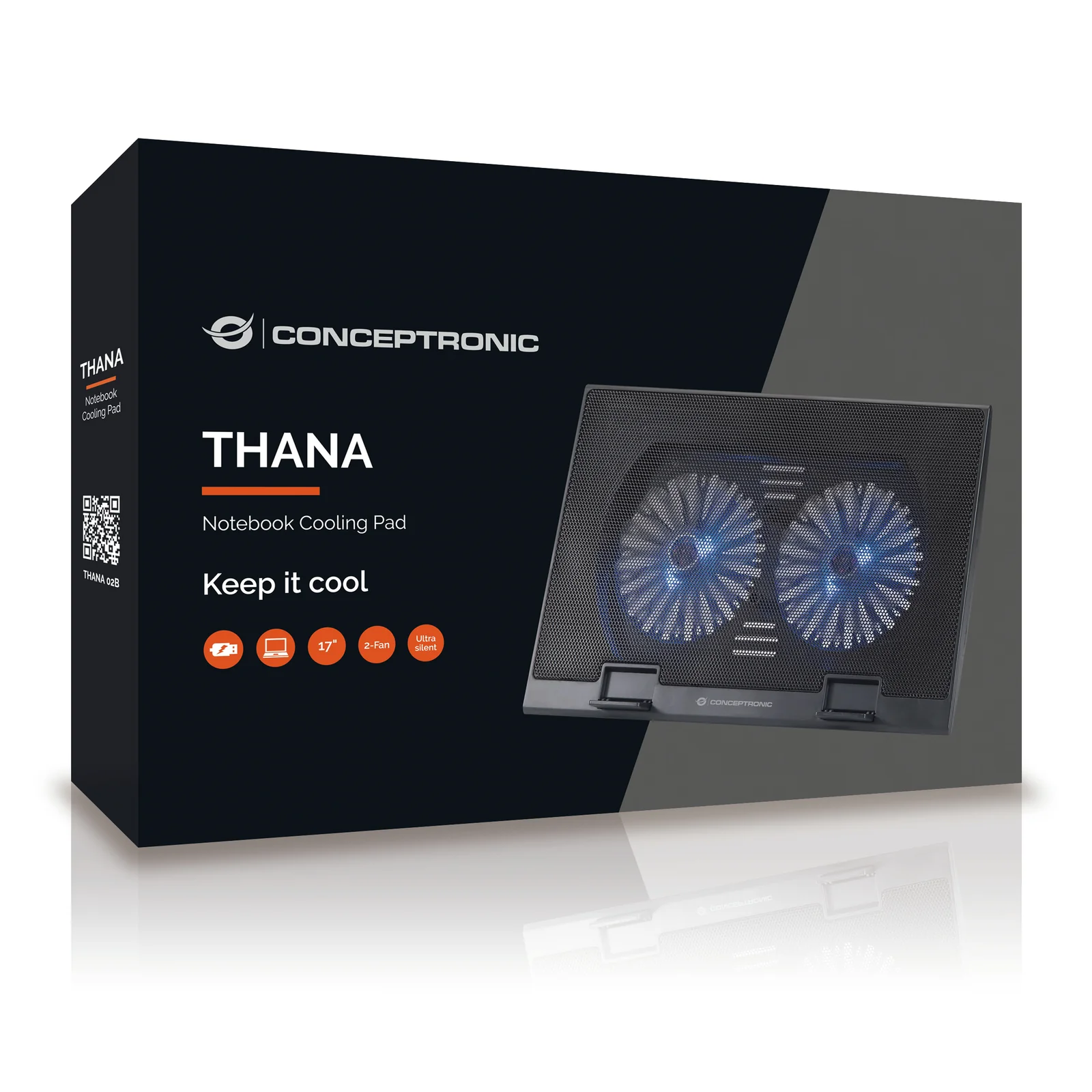 Conceptronic THANA02B système de refroidissement pour ordinateurs portables 43,2 cm (17") Noir