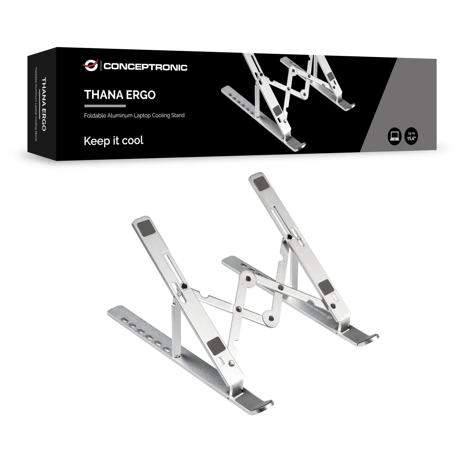 Conceptronic THANA04S Support de livres Supports de Laptop Argent 39,6 cm (15.6")
