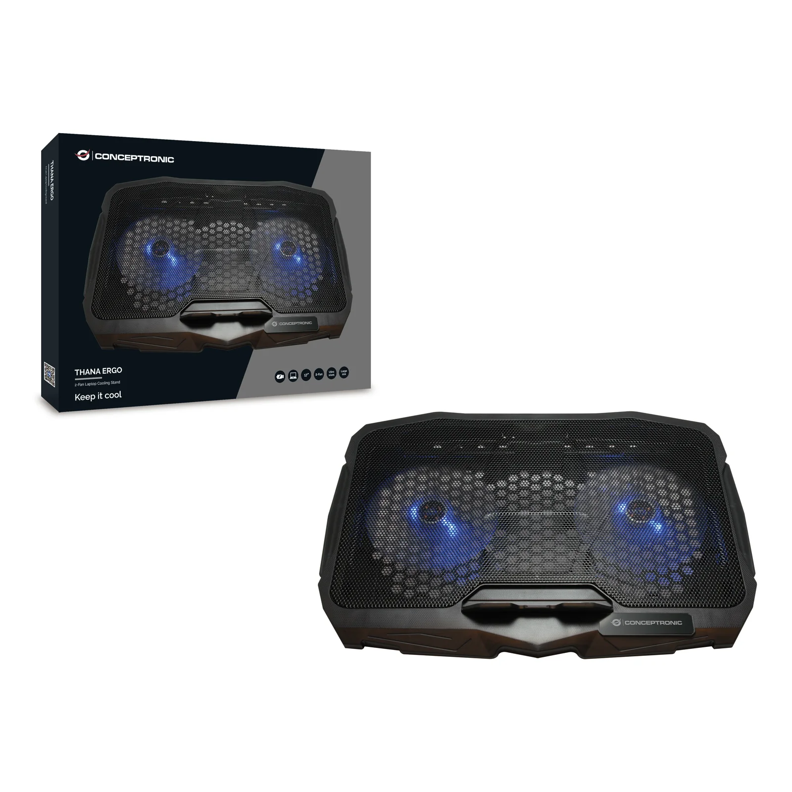 Conceptronic THANA07B système de refroidissement pour ordinateurs portables 43,2 cm (17") Noir