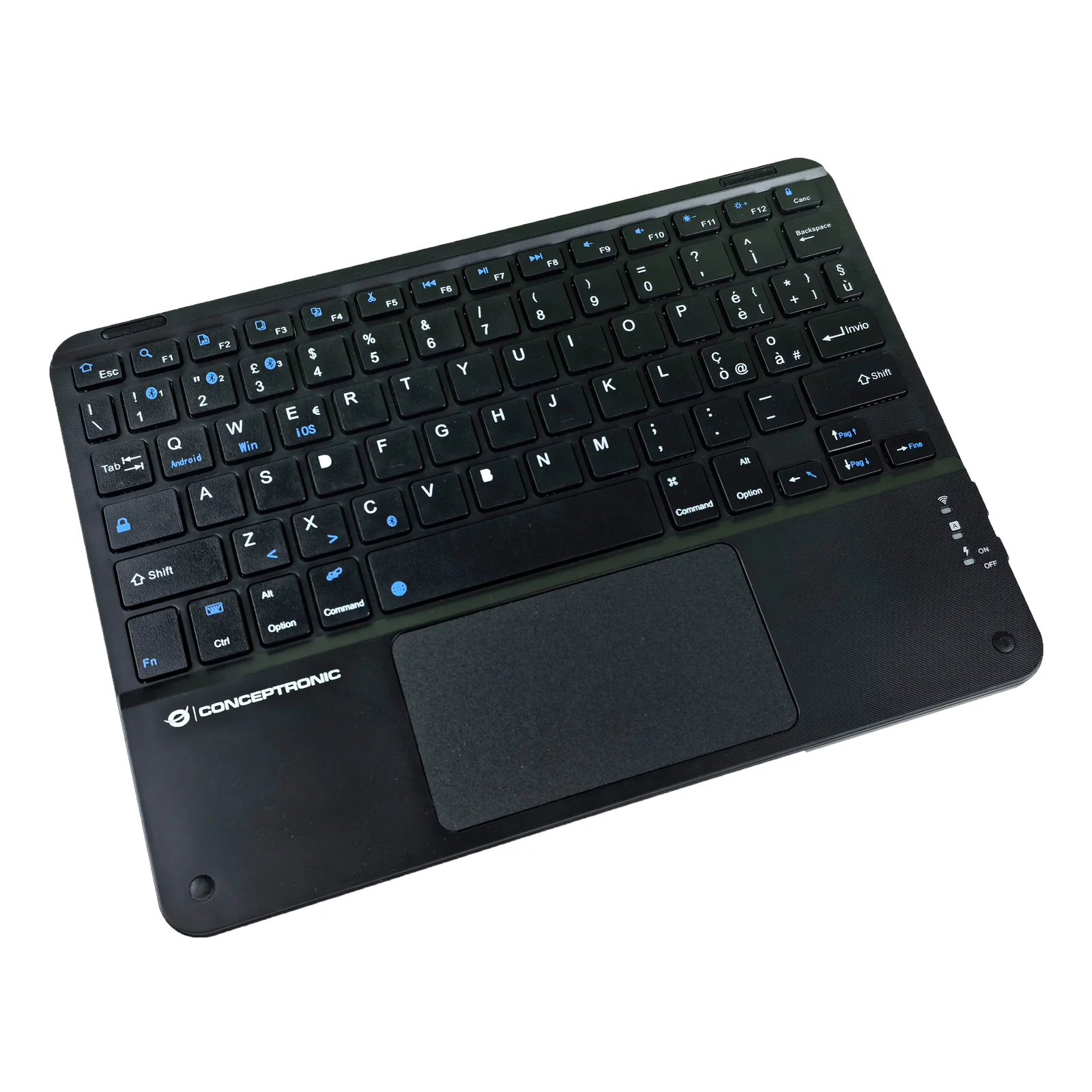 Conceptronic TOBIN01BIT clavier Universel Bluetooth QWERTY Italien Noir