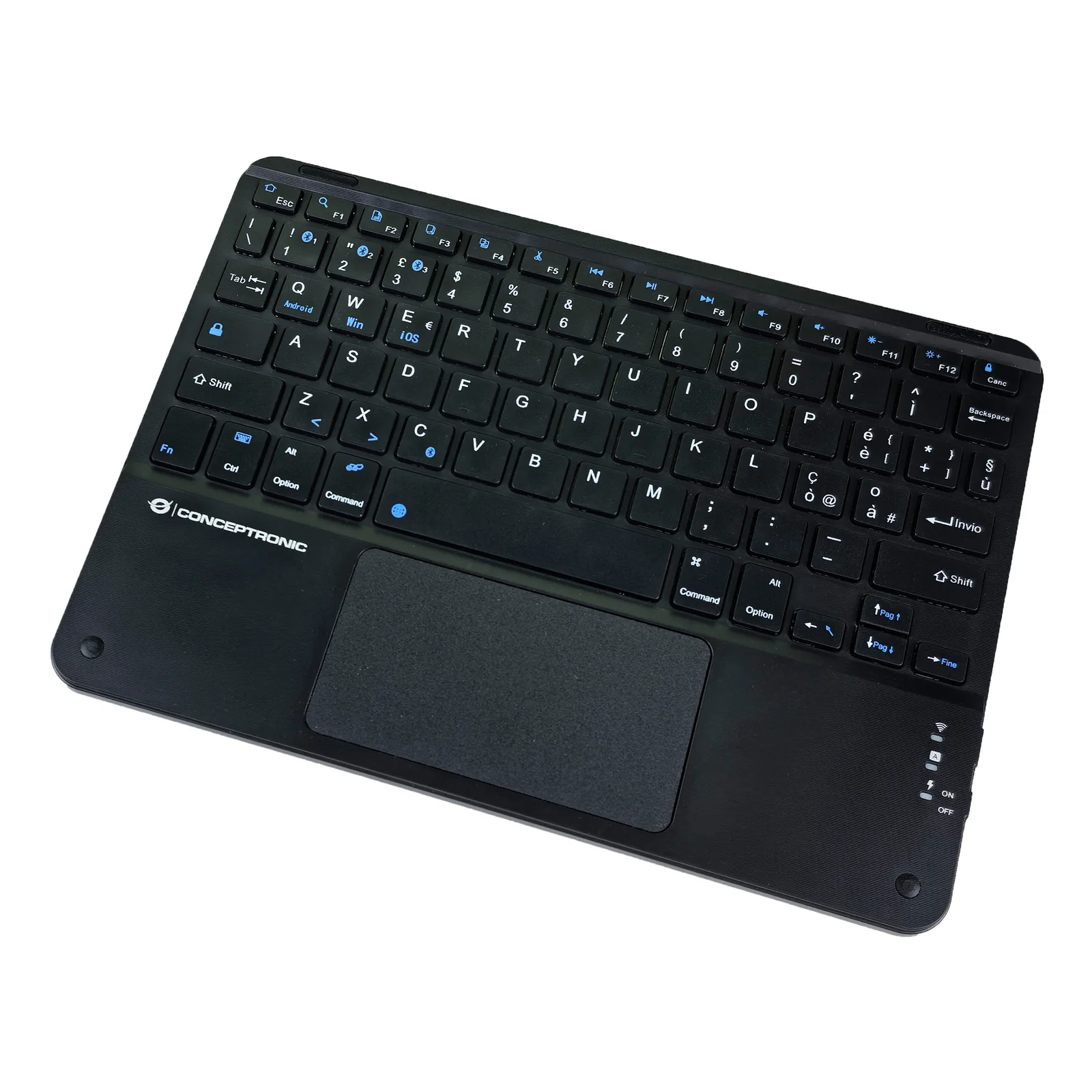 Conceptronic TOBIN01BIT clavier Universel Bluetooth QWERTY Italien Noir