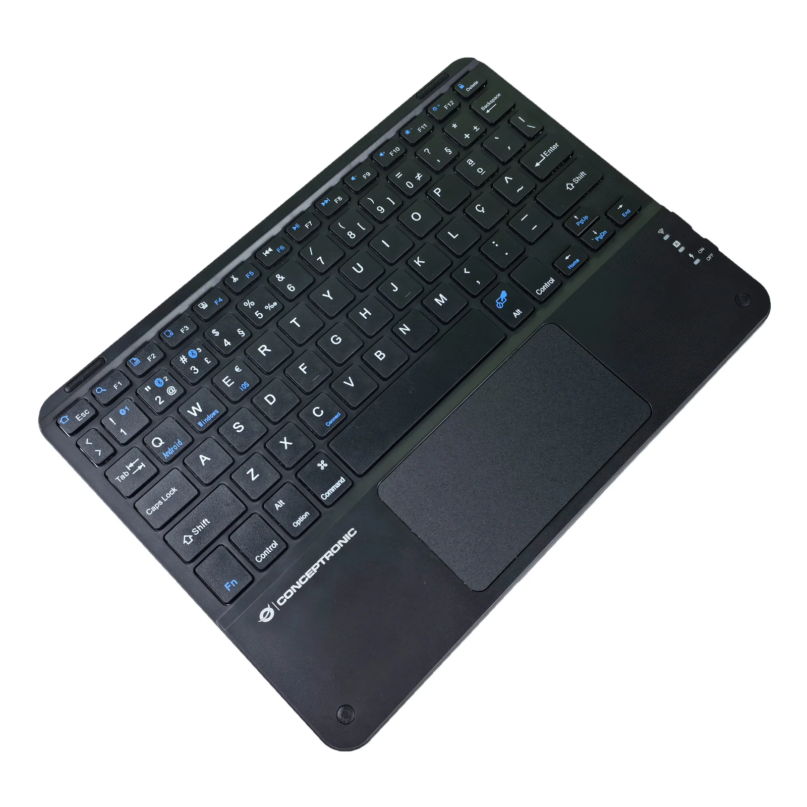 Conceptronic TOBIN01BPT clavier Universel Bluetooth QWERTY Portuguais Noir