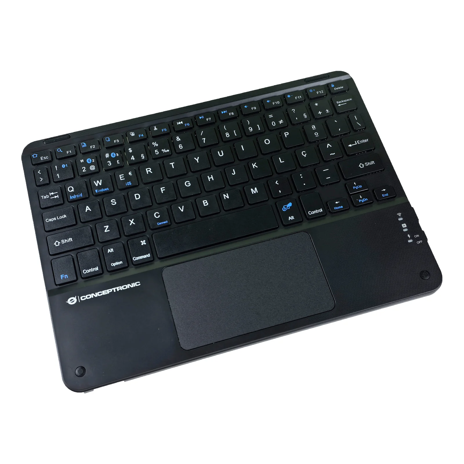 Conceptronic TOBIN01BPT clavier Universel Bluetooth QWERTY Portuguais Noir