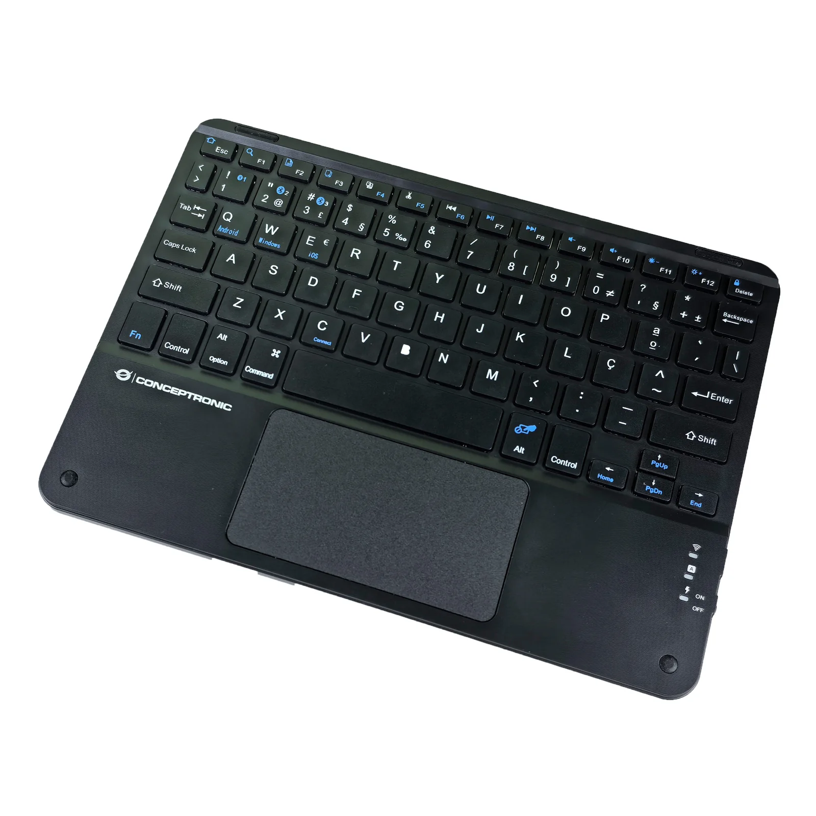 Conceptronic TOBIN01BPT clavier Universel Bluetooth QWERTY Portuguais Noir