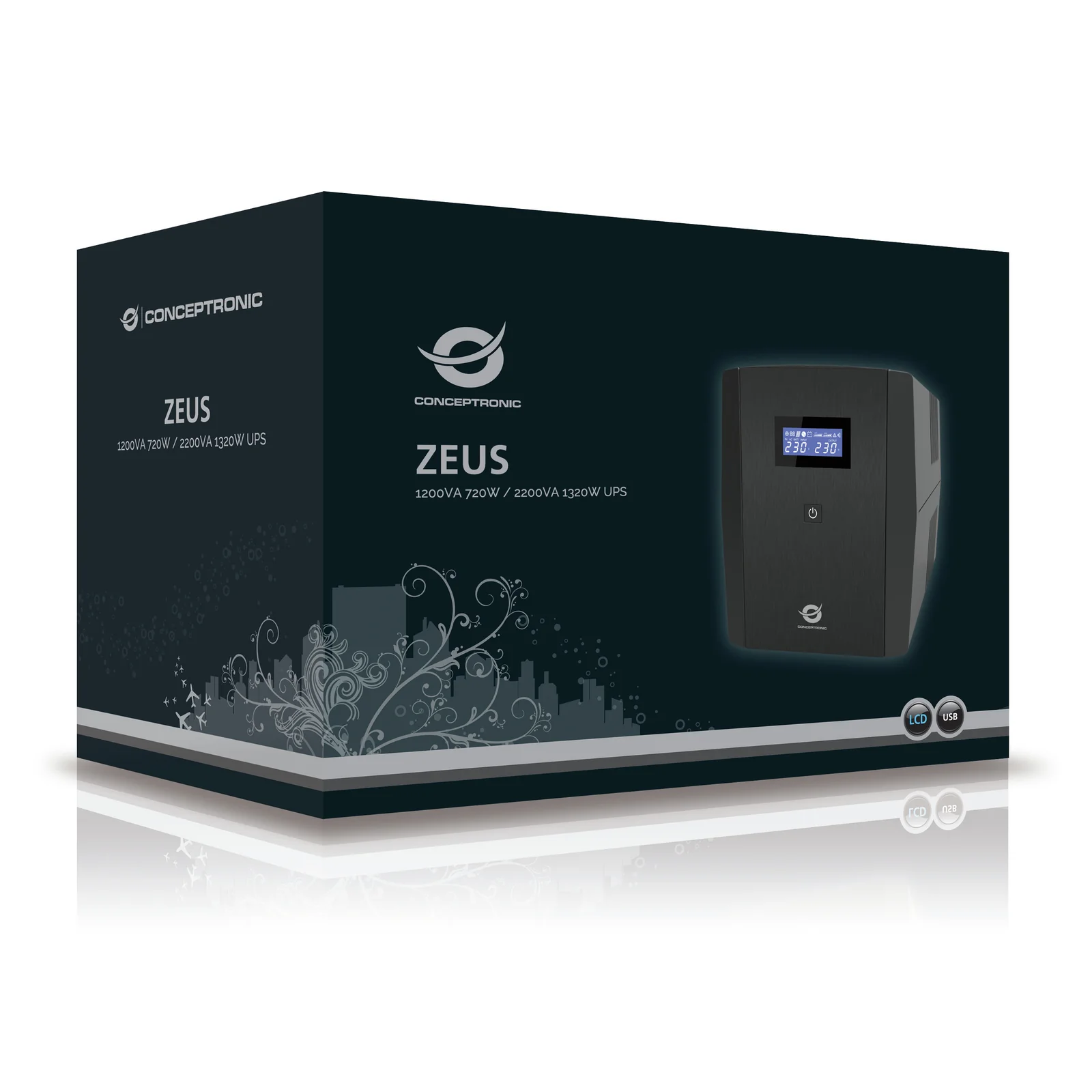 Conceptronic ZEUS04EM alimentation d'énergie non interruptible Interactivité de ligne 2,2 kVA 1320 W 5 sortie(s) CA