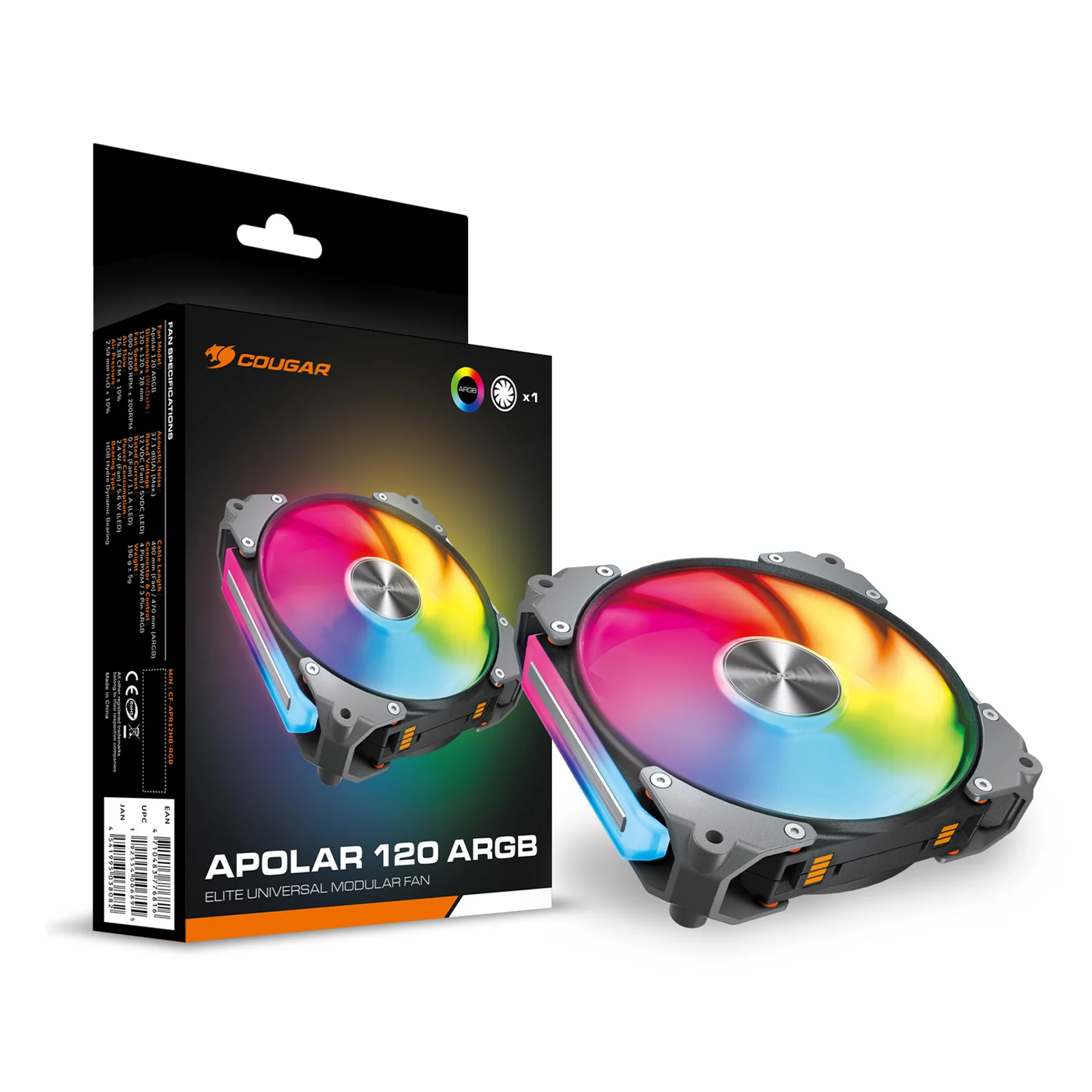 COUGAR CF-APR12HB-RGB Boitier PC Ventilateur 12 cm Noir 1 pièce(s)